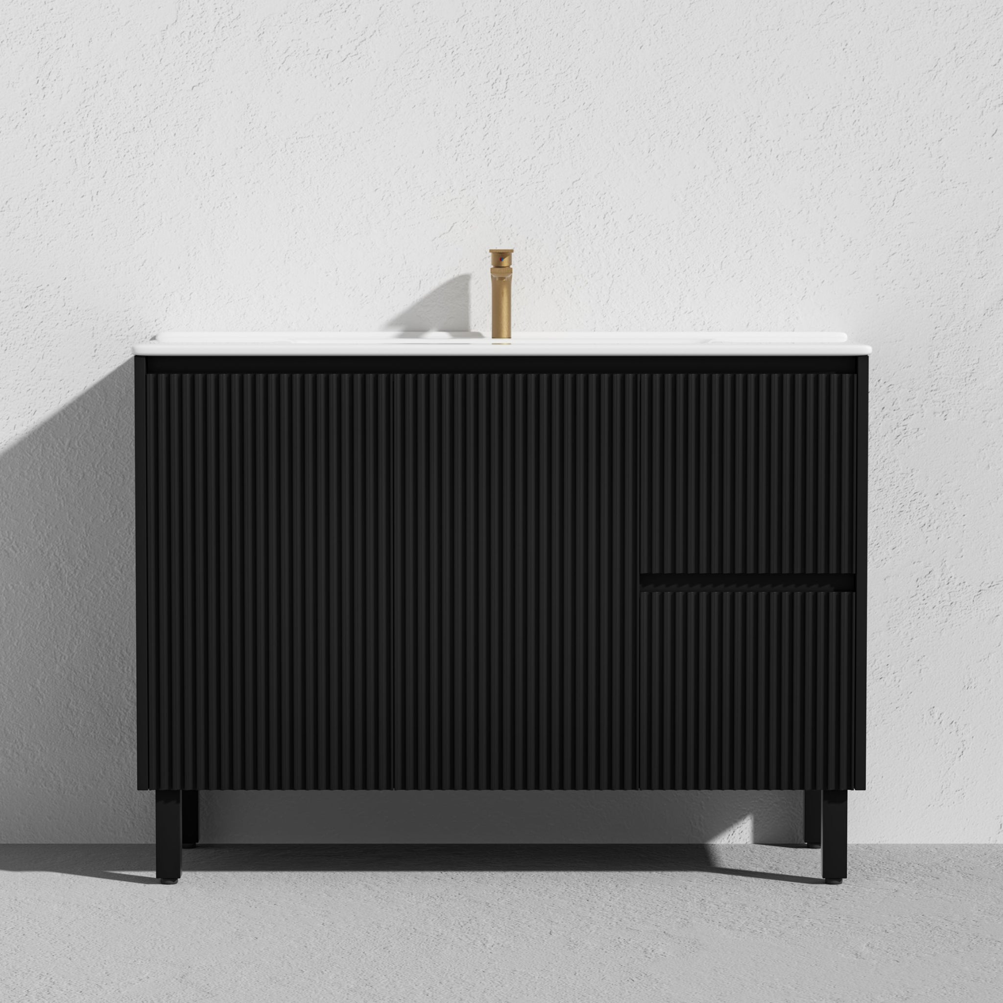 CETO BRIGHTON MATTE BLACK 1200MM SINGLE BOWL FLOOR STANDING VANITY (AVAILABLE IN LEFT AND RIGHT HAND DRAWER)