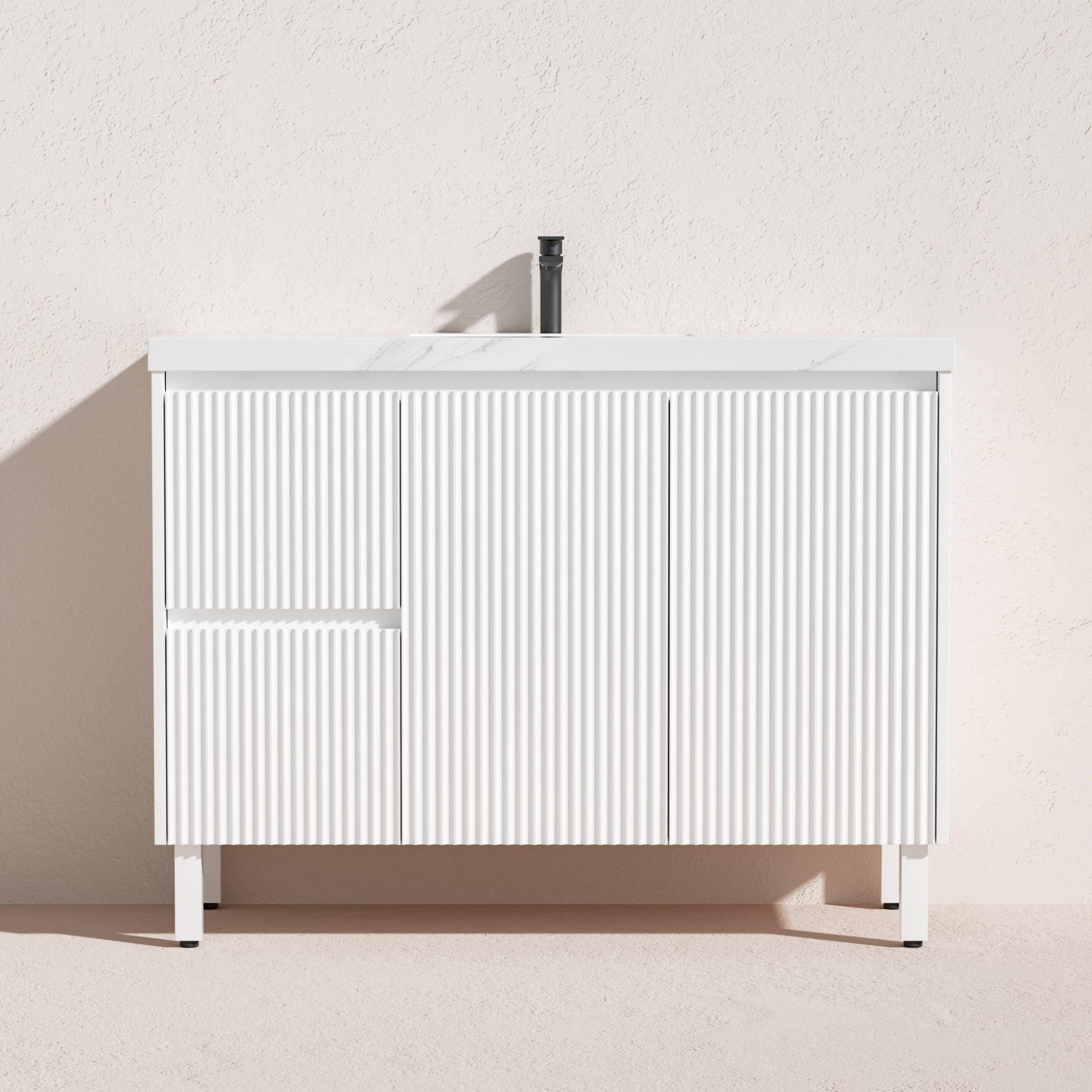 CETO BRIGHTON MATTE WHITE 1200MM SINGLE BOWL FLOOR STANDING VANITY (AVAILABLE IN LEFT AND RIGHT HAND DRAWER)