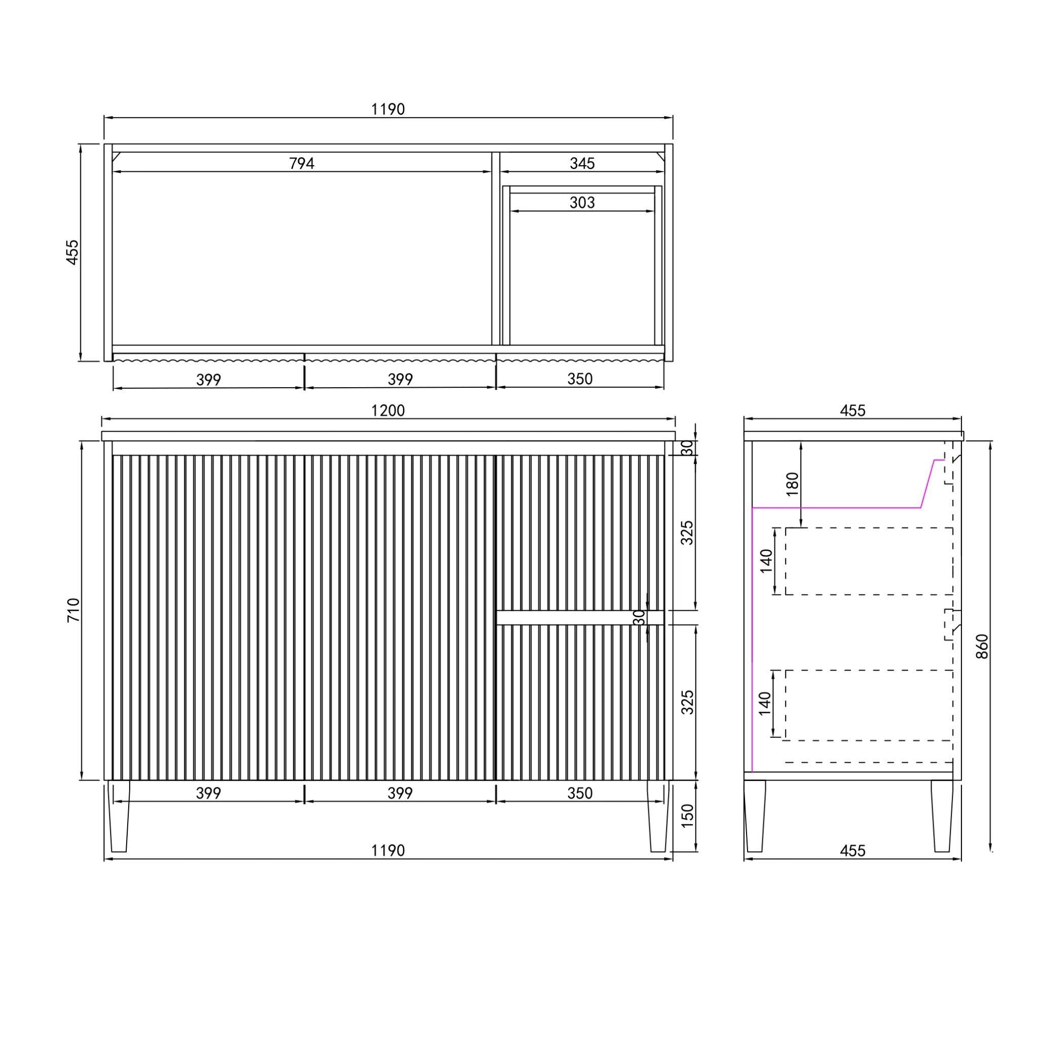 CETO BRIGHTON MATTE WHITE 1200MM SINGLE BOWL FLOOR STANDING VANITY (AVAILABLE IN LEFT AND RIGHT HAND DRAWER)