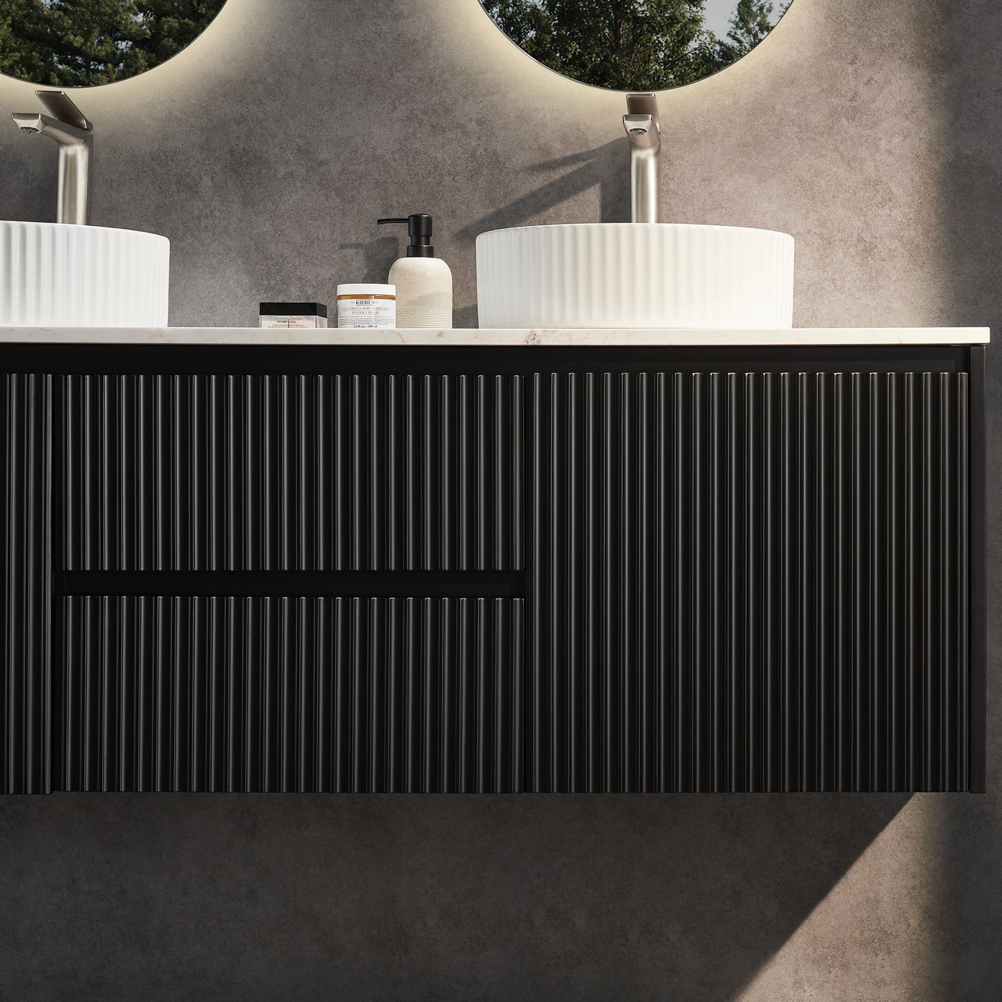 CETO BRINDABELLA MATTE BLACK 1500MM DOUBLE BOWL WALL HUNG VANITY