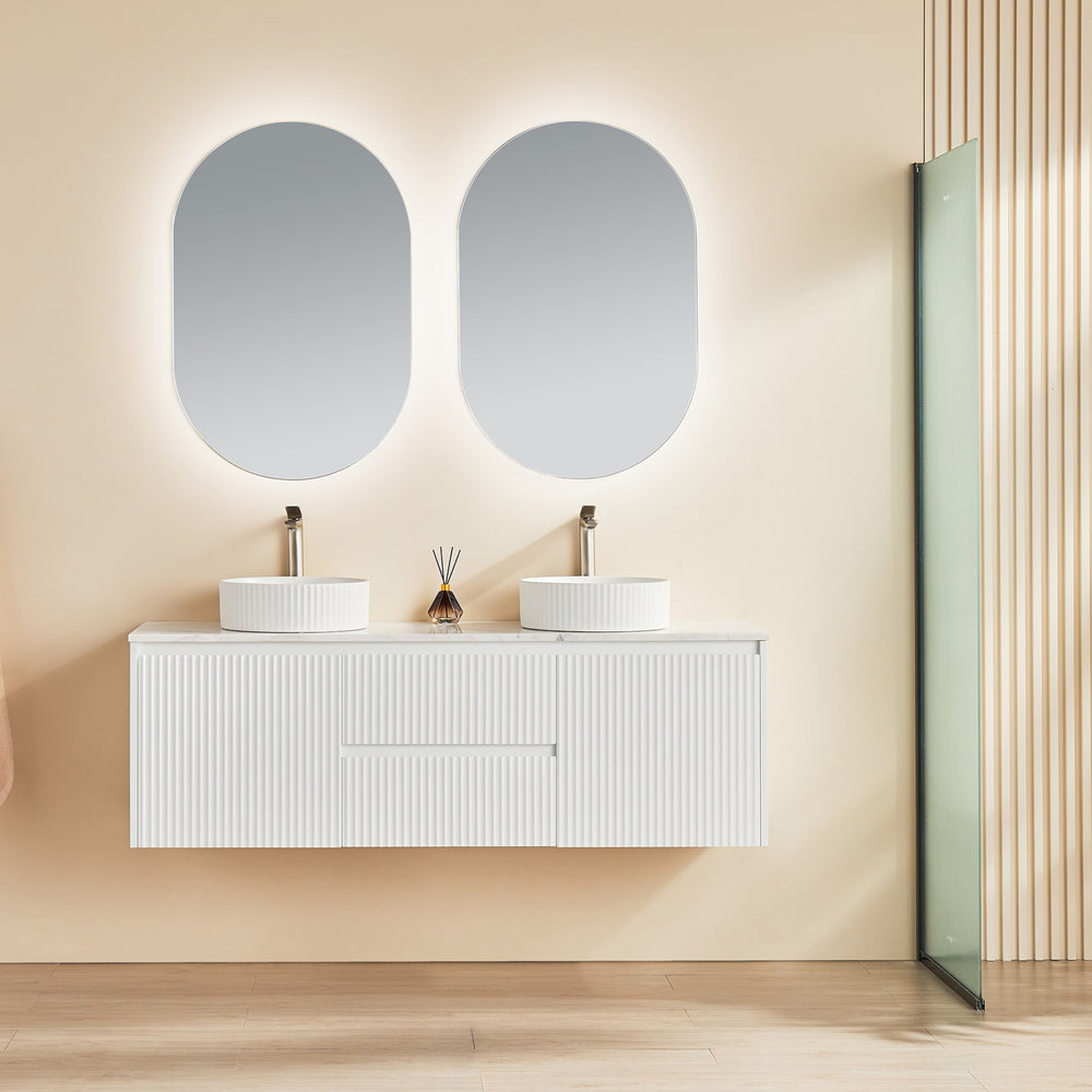 CETO BRINDABELLA MATTE WHITE 1500MM DOUBLE BOWL WALL HUNG VANITY