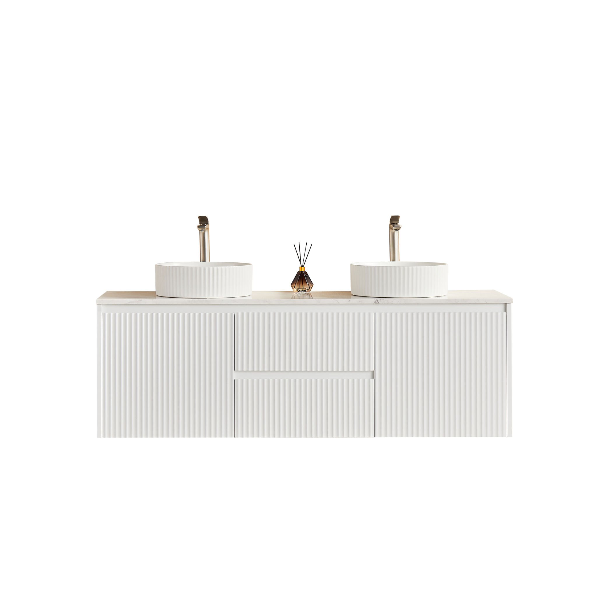CETO BRINDABELLA MATTE WHITE 1500MM DOUBLE BOWL WALL HUNG VANITY