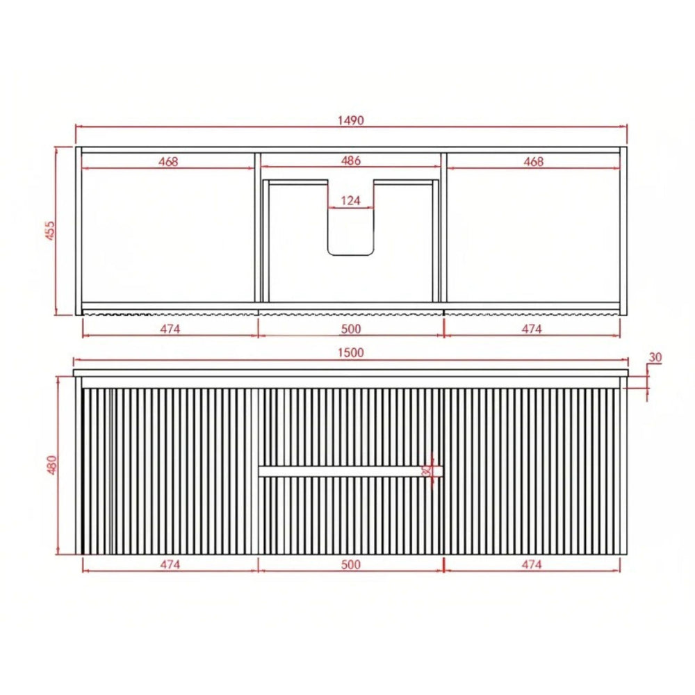 CETO BRINDABELLA MATTE WHITE 1500MM DOUBLE BOWL WALL HUNG VANITY