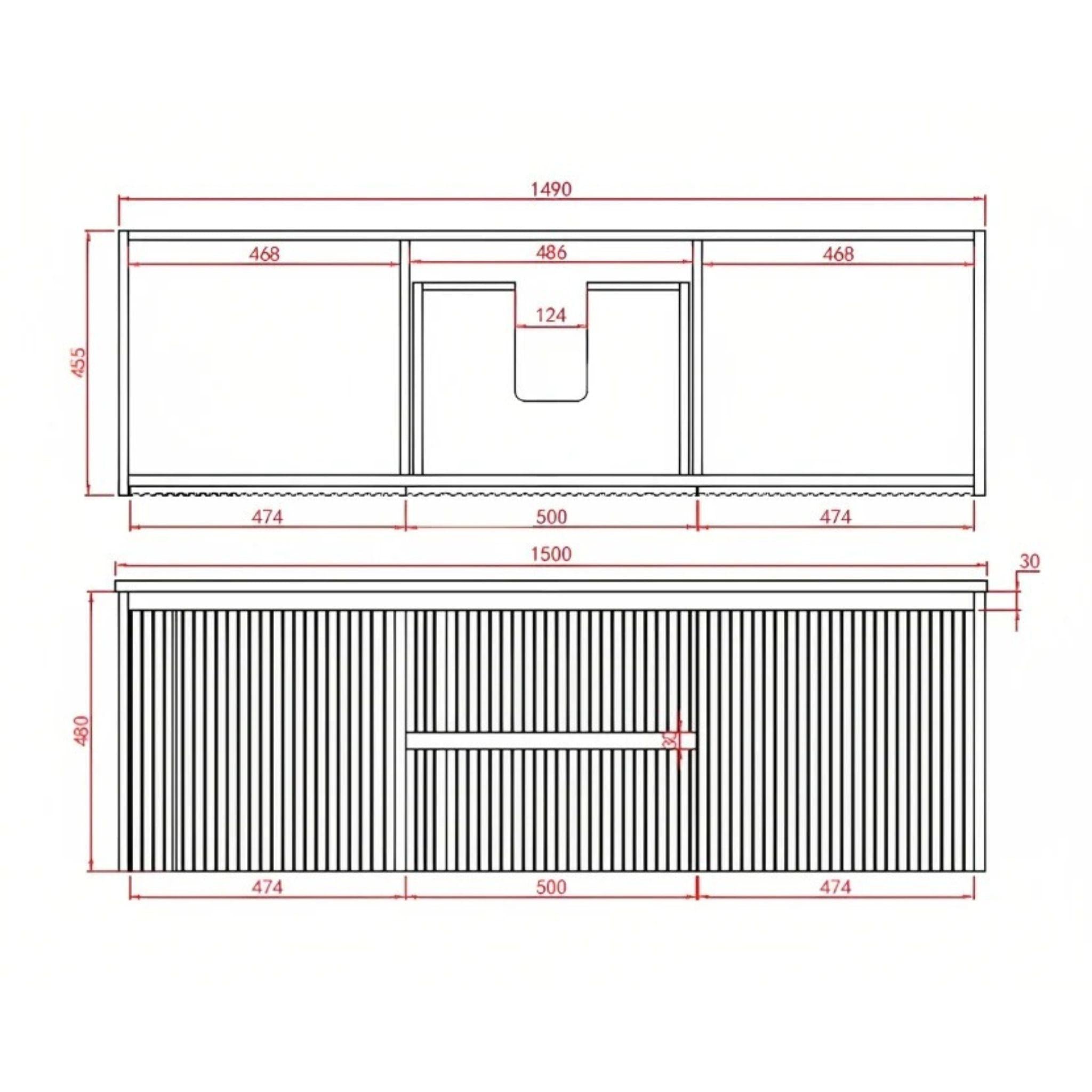 CETO BRINDABELLA MATTE WHITE 1500MM DOUBLE BOWL WALL HUNG VANITY