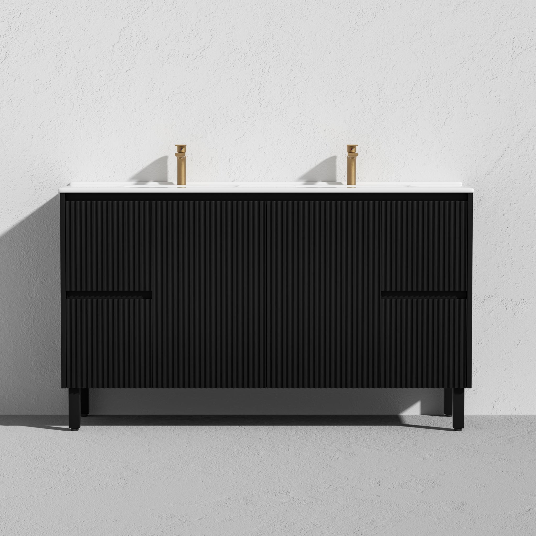 CETO BRIGHTON MATTE BLACK 1500MM DOUBLE BOWL FLOOR STANDING VANITY