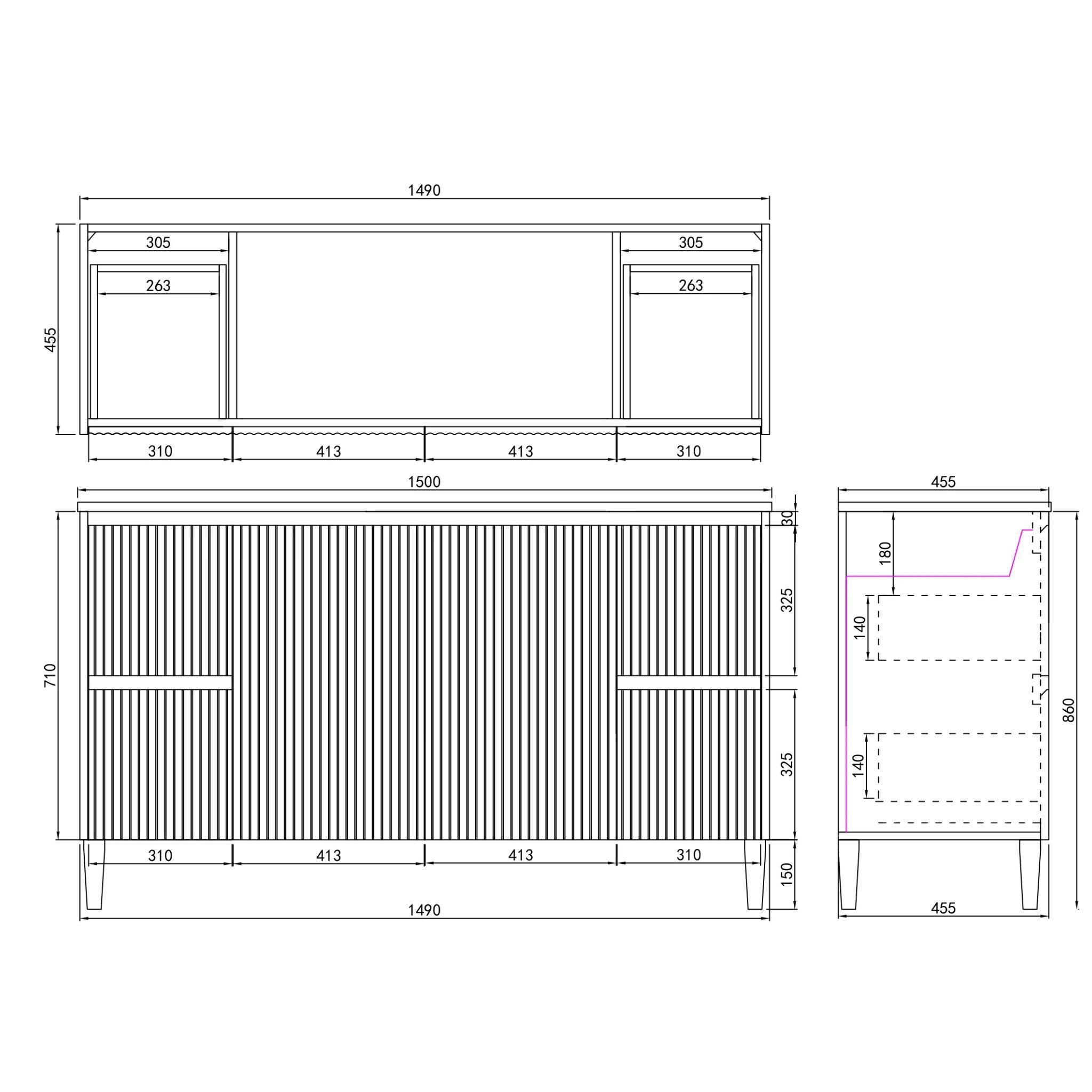 CETO BRIGHTON MATTE BLACK 1500MM DOUBLE BOWL FLOOR STANDING VANITY