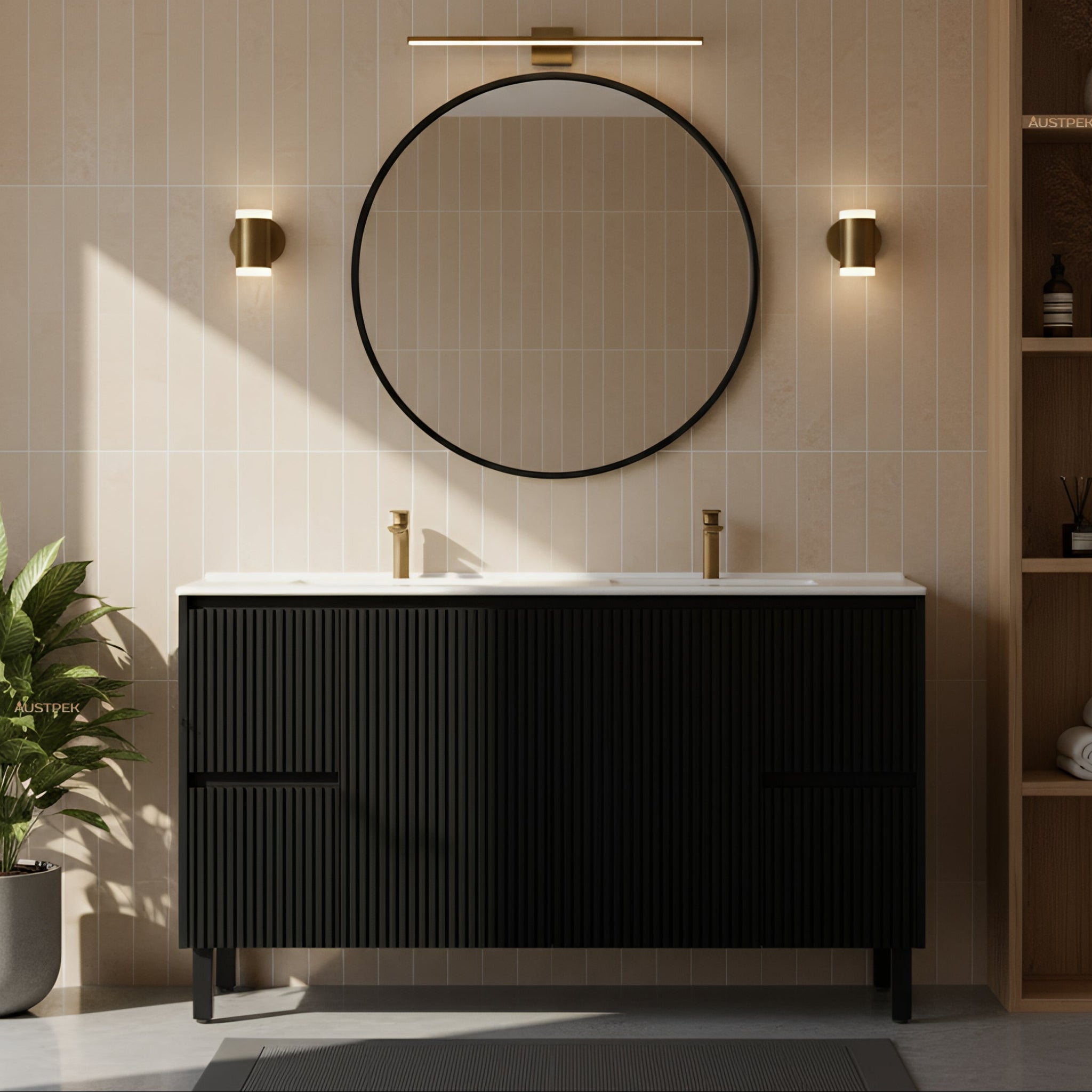 CETO BRIGHTON MATTE BLACK 1500MM DOUBLE BOWL FLOOR STANDING VANITY