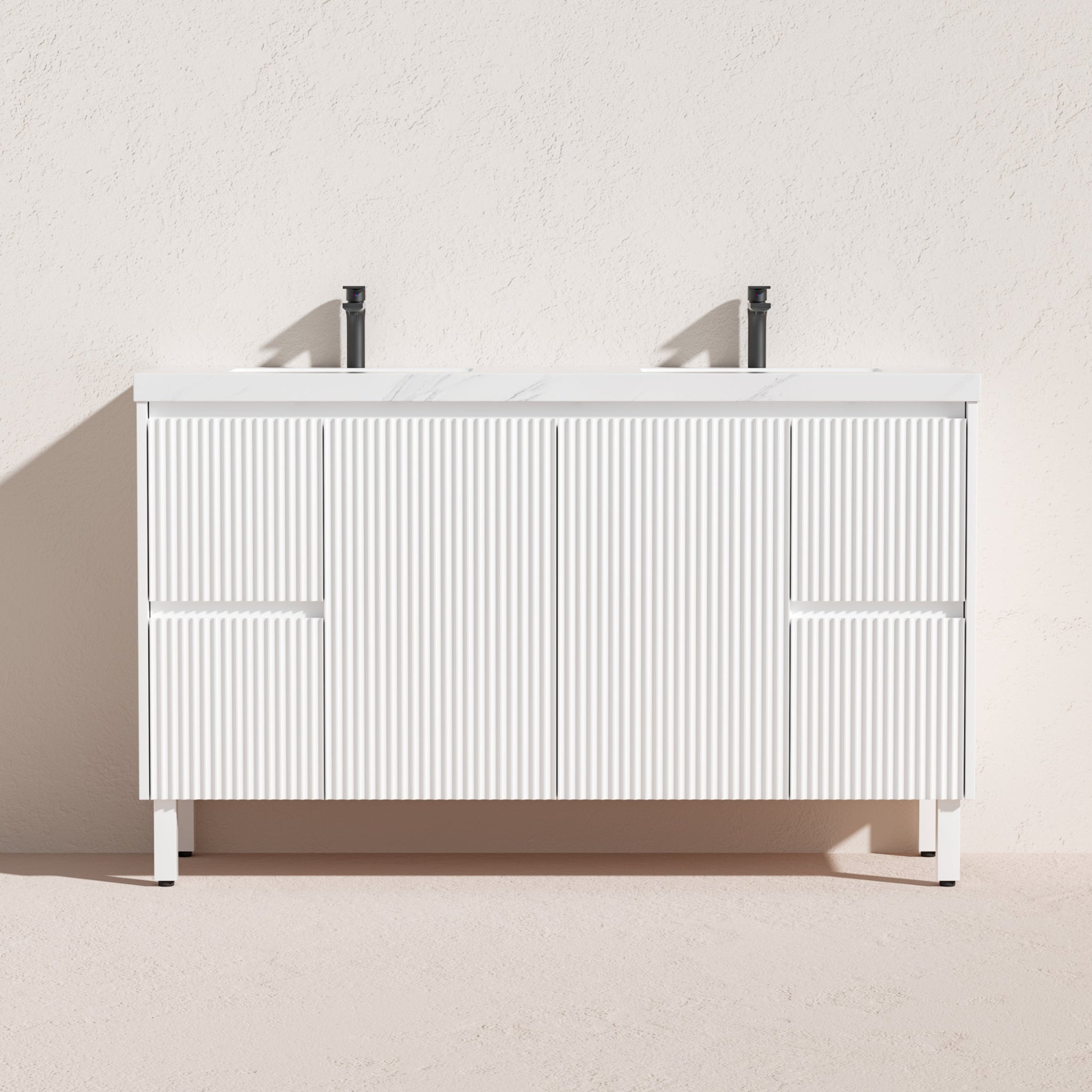 CETO BRIGHTON MATTE WHITE 1500MM DOUBLE BOWL FLOOR STANDING VANITY