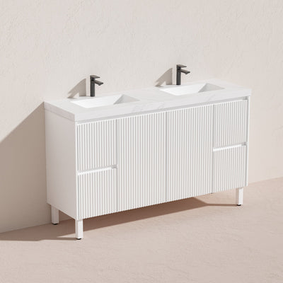 CETO BRIGHTON MATTE WHITE 1500MM DOUBLE BOWL FLOOR STANDING VANITY