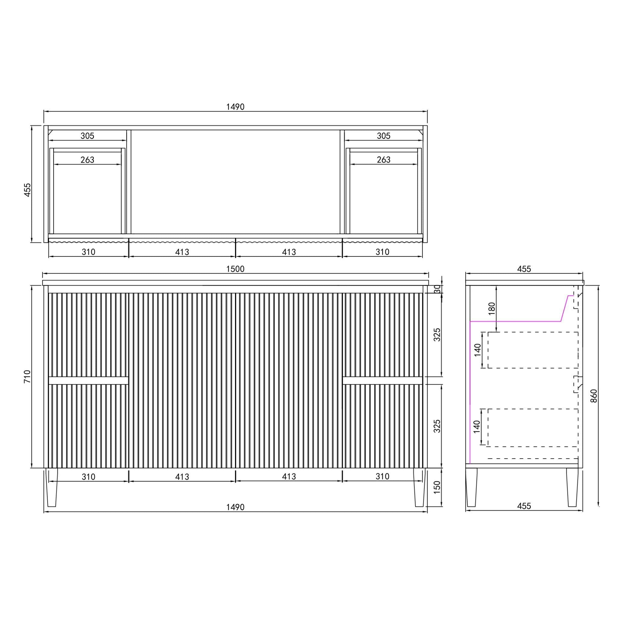 CETO BRIGHTON MATTE WHITE 1500MM DOUBLE BOWL FLOOR STANDING VANITY