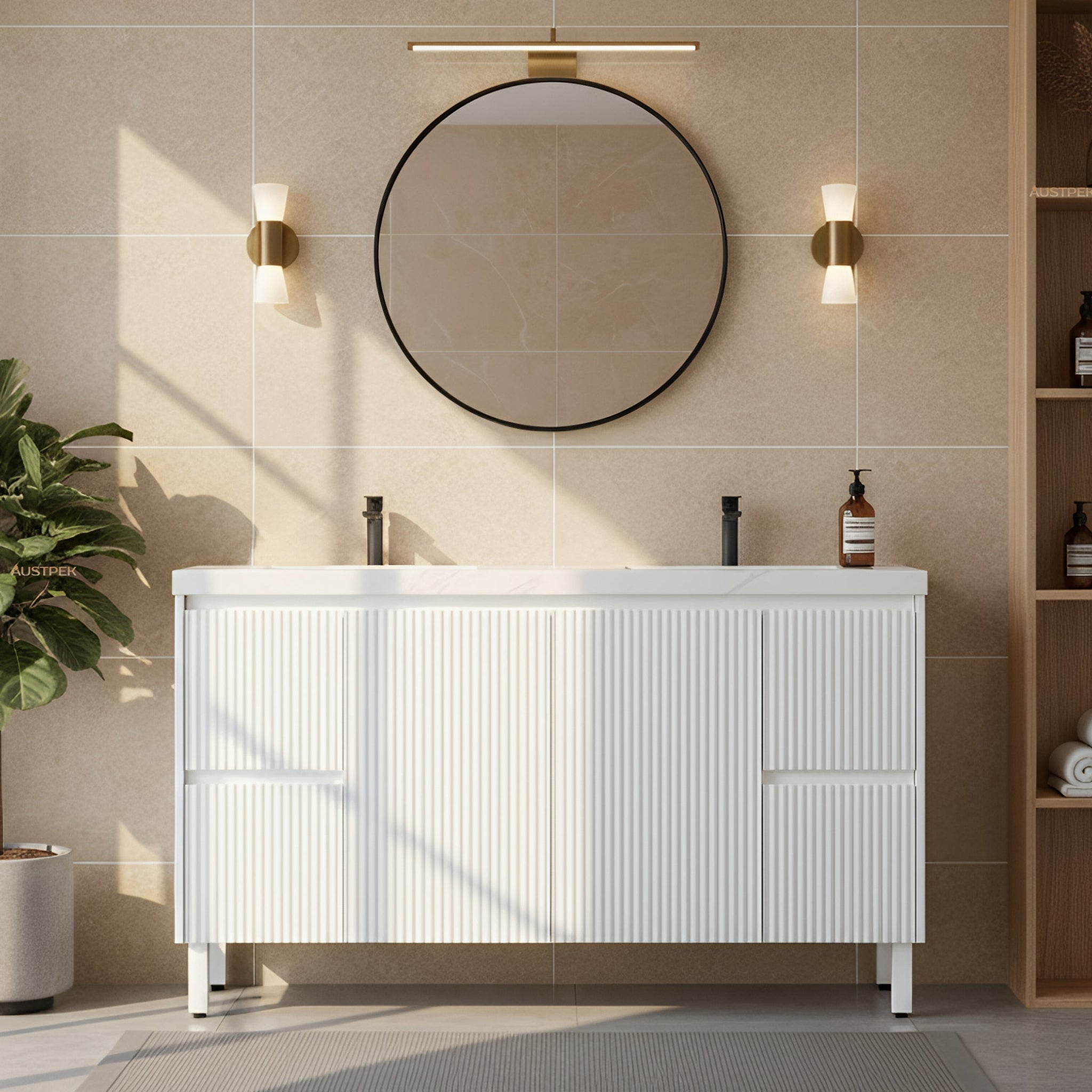 CETO BRIGHTON MATTE WHITE 1500MM DOUBLE BOWL FLOOR STANDING VANITY