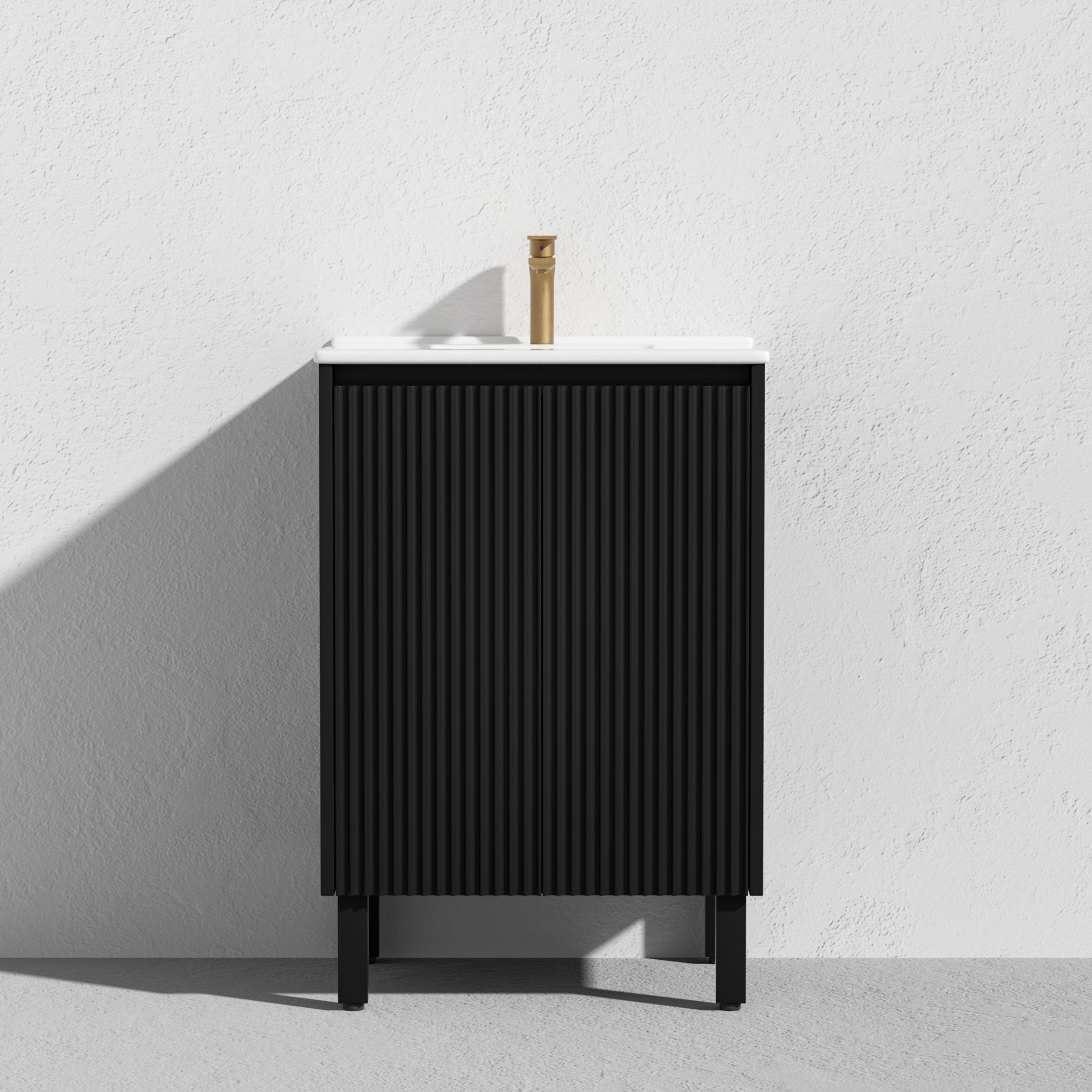 CETO BRIGHTON MATTE BLACK 600MM SINGLE BOWL FLOOR STANDING VANITY