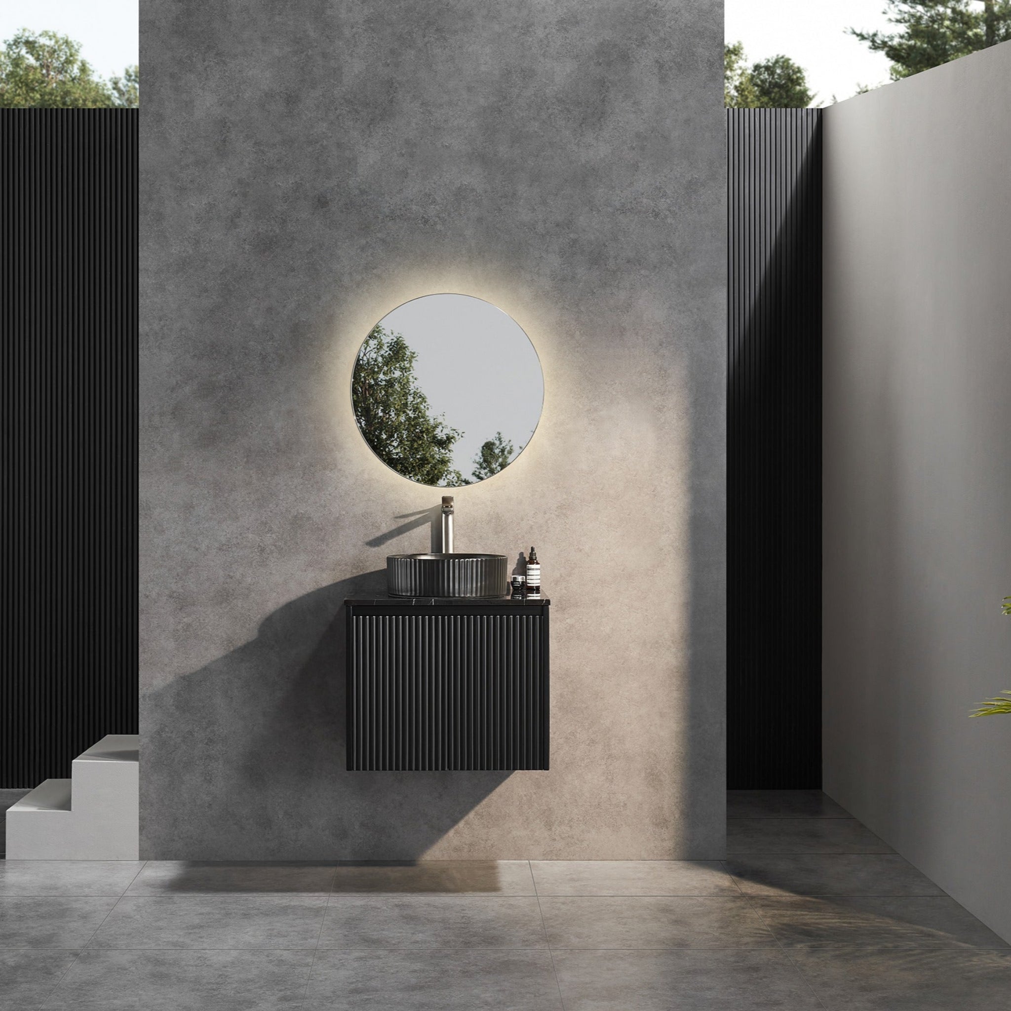 CETO BRINDABELLA MATTE BLACK 600MM SINGLE BOWL WALL HUNG VANITY