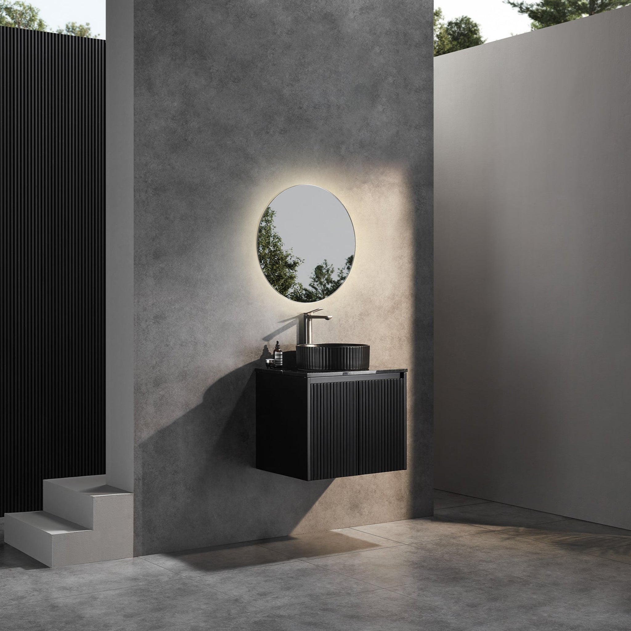 CETO BRINDABELLA MATTE BLACK 600MM SINGLE BOWL WALL HUNG VANITY