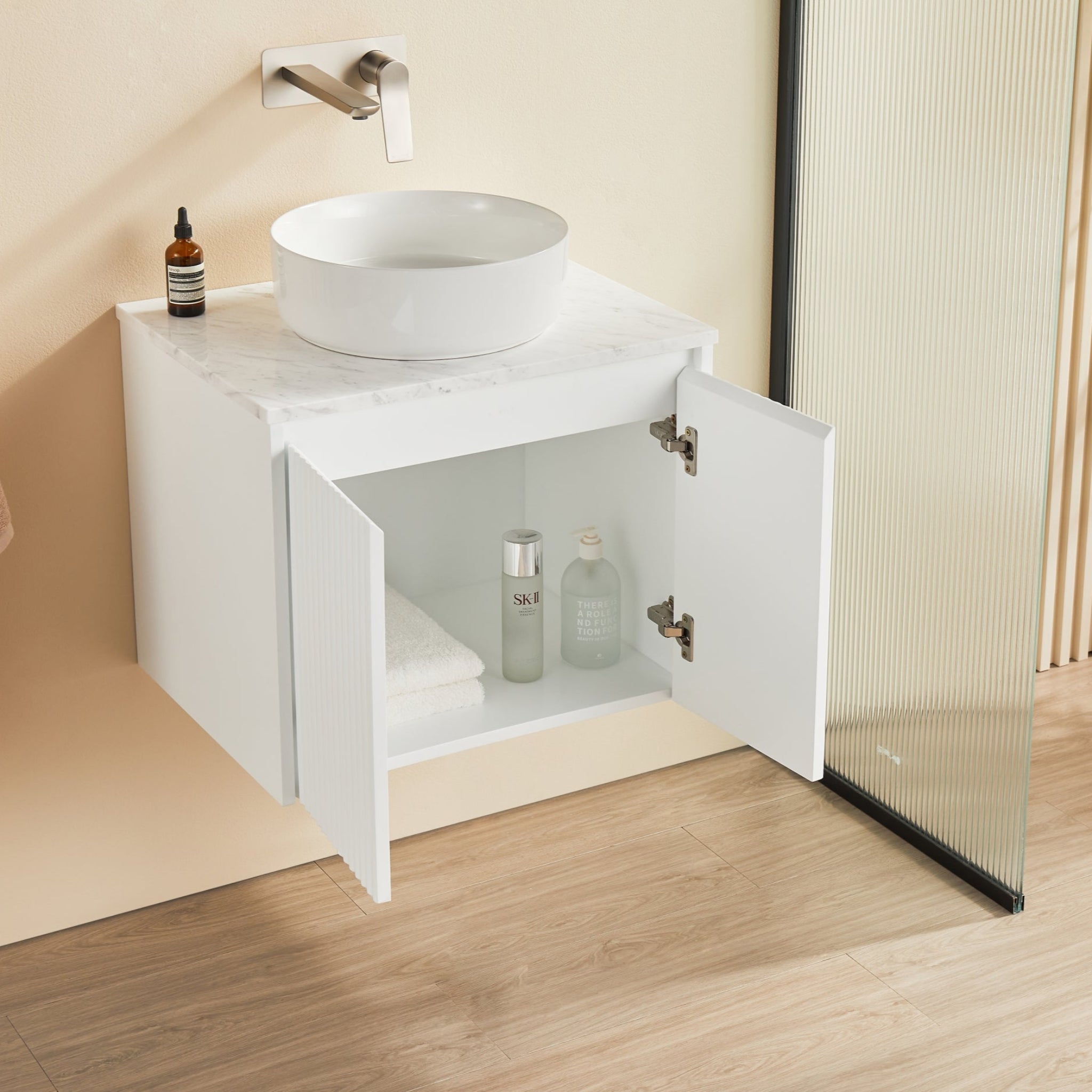 CETO BRINDABELLA MATTE WHITE 600MM SINGLE BOWL WALL HUNG VANITY