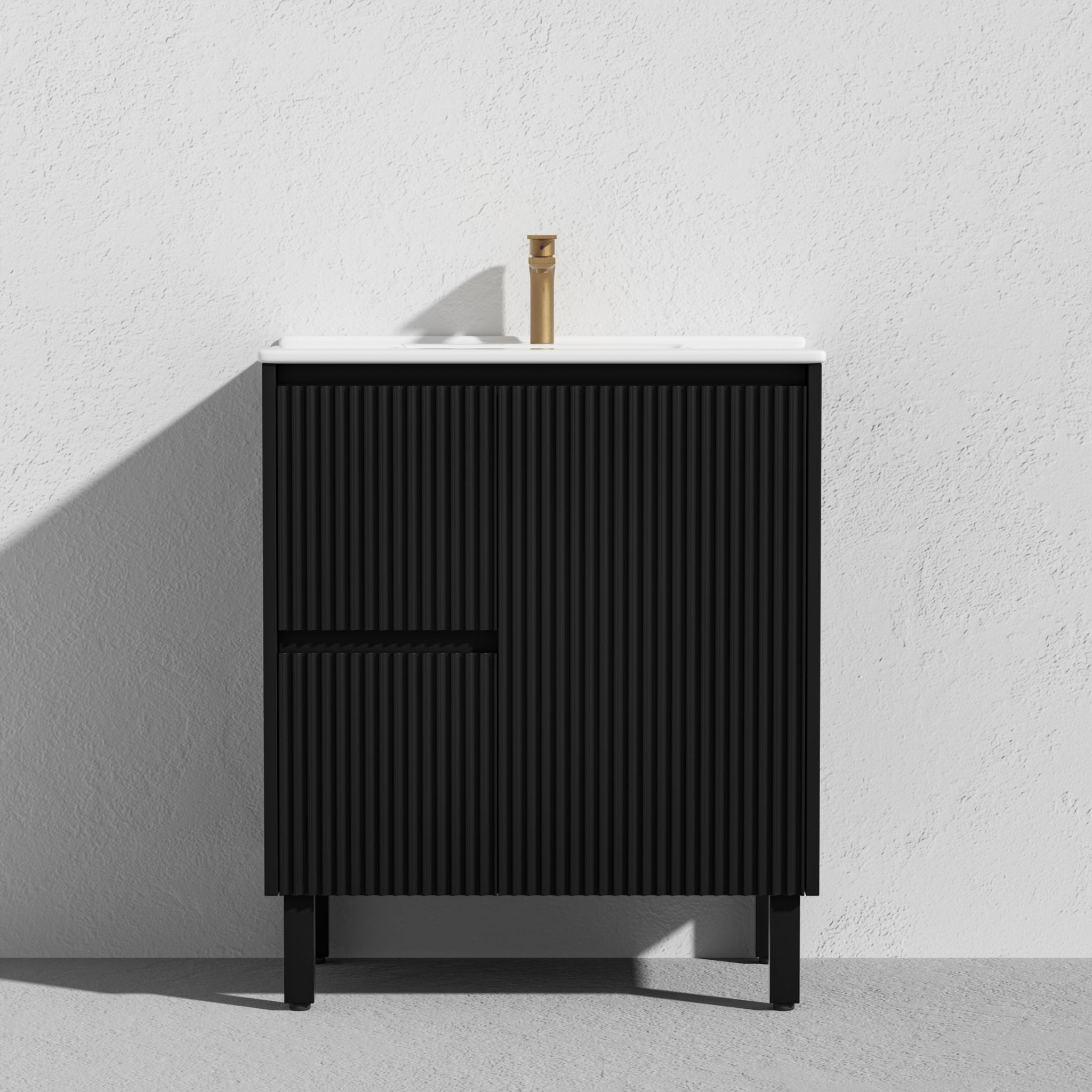 CETO BRIGHTON MATTE BLACK 750MM SINGLE BOWL FLOOR STANDING VANITY (AVAILABLE IN LEFT AND RIGHT HAND DRAWER)