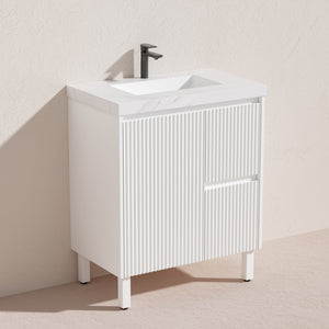 CETO BRIGHTON MATTE WHITE 750MM SINGLE BOWL FLOOR STANDING VANITY (AVAILABLE IN LEFT AND RIGHT HAND DRAWER)