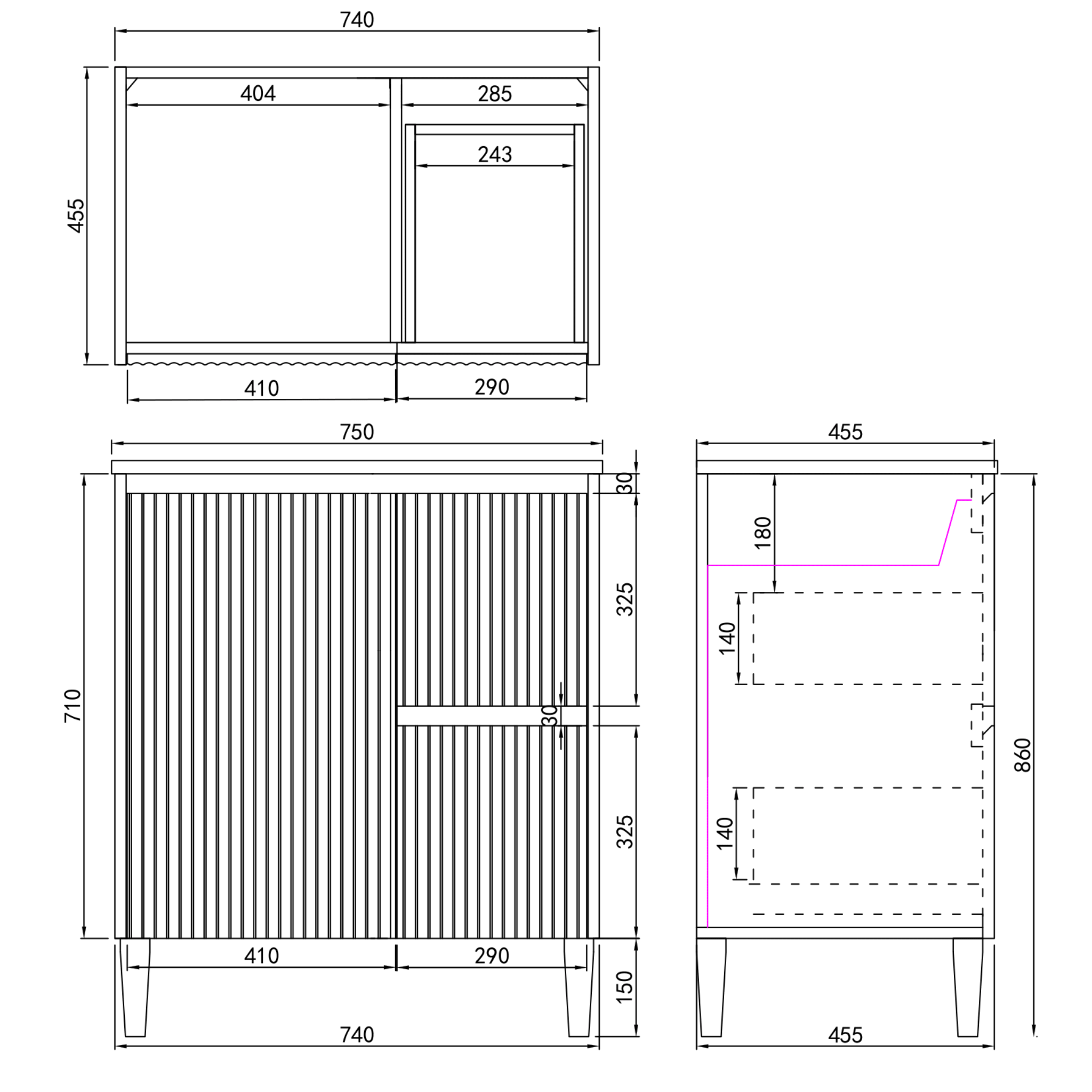 CETO BRIGHTON MATTE WHITE 750MM SINGLE BOWL FLOOR STANDING VANITY (AVAILABLE IN LEFT AND RIGHT HAND DRAWER)