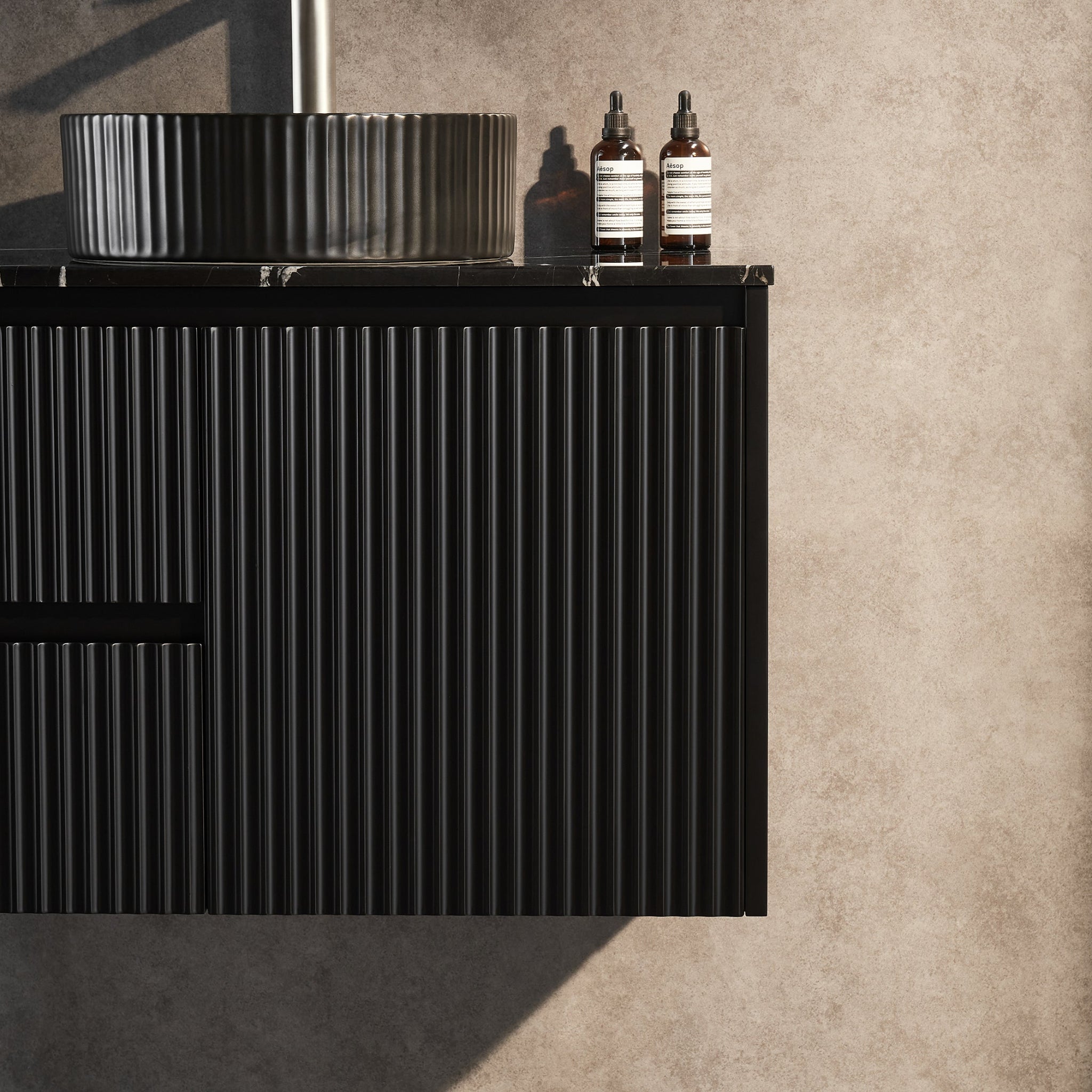 CETO BRINDABELLA MATTE BLACK 750MM SINGLE BOWL WALL HUNG VANITY (AVAILABLE IN LEFT HAND DRAWER AND RIGHT HAND DRAWER)