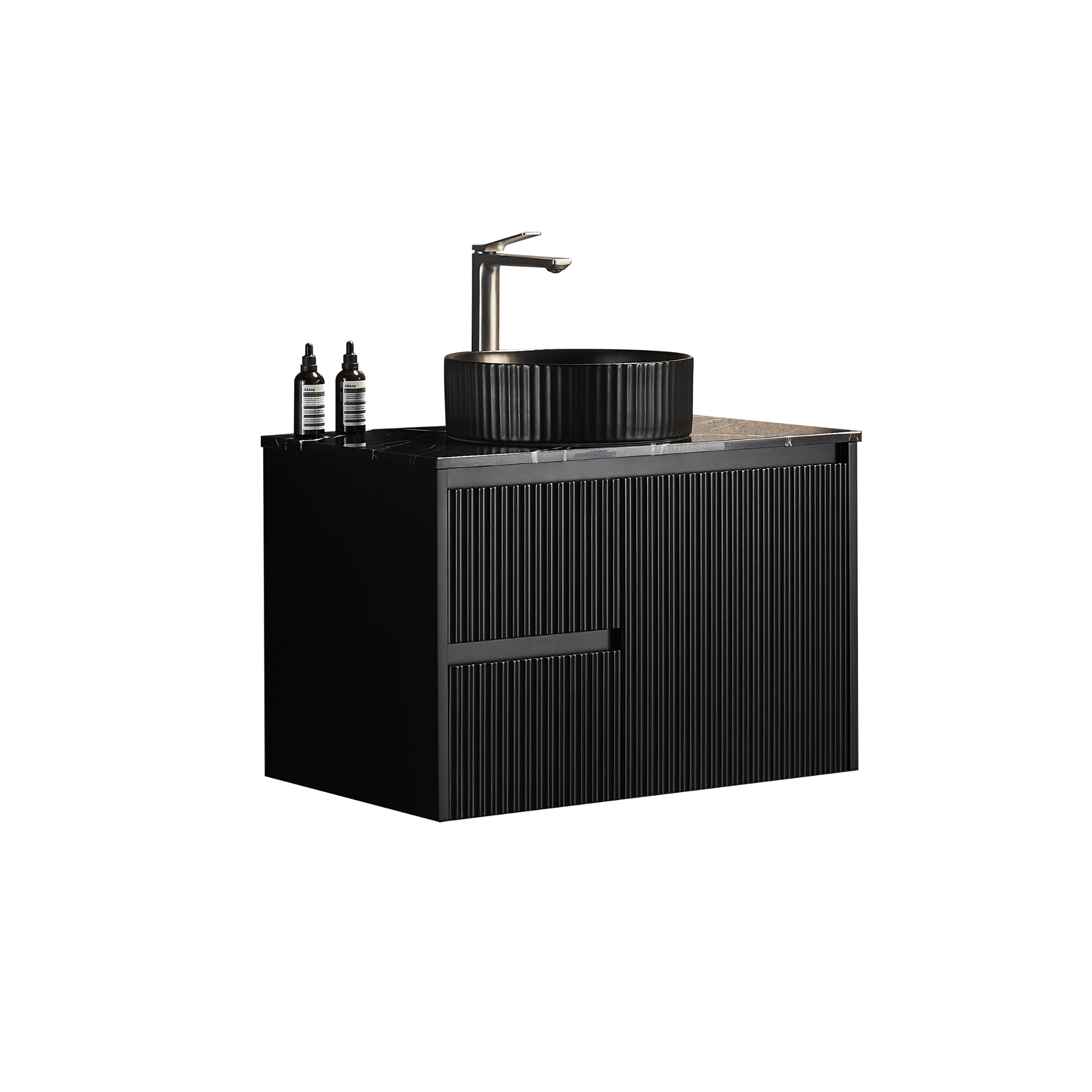 CETO BRINDABELLA MATTE BLACK 750MM SINGLE BOWL WALL HUNG VANITY (AVAILABLE IN LEFT HAND DRAWER AND RIGHT HAND DRAWER)