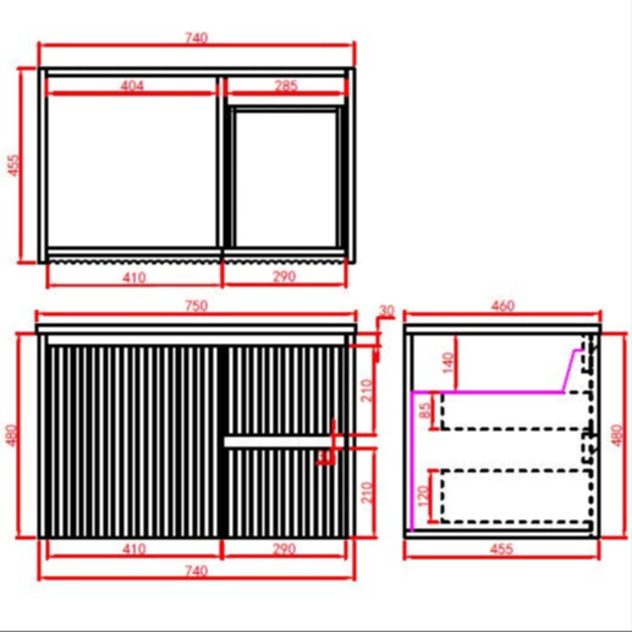 CETO BRINDABELLA MATTE BLACK 750MM SINGLE BOWL WALL HUNG VANITY (AVAILABLE IN LEFT HAND DRAWER AND RIGHT HAND DRAWER)
