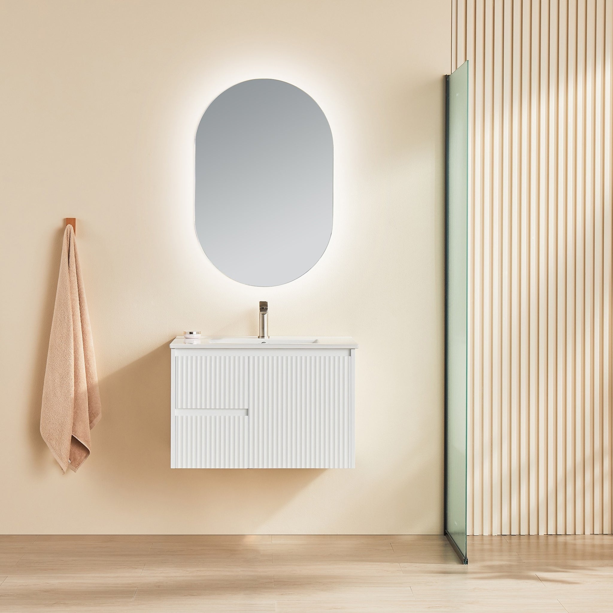 CETO BRINDABELLA MATTE WHITE 750MM SINGLE BOWL WALL HUNG VANITY (AVAILABLE IN LEFT HAND DRAWER AND RIGHT HAND DRAWER)