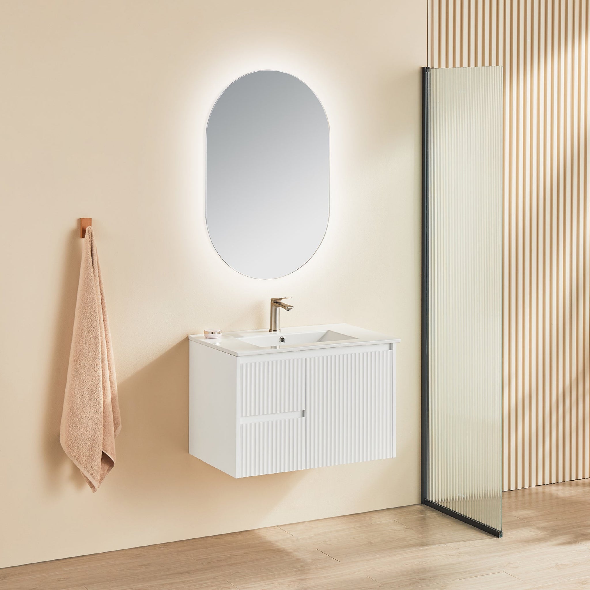 CETO BRINDABELLA MATTE WHITE 750MM SINGLE BOWL WALL HUNG VANITY (AVAILABLE IN LEFT HAND DRAWER AND RIGHT HAND DRAWER)