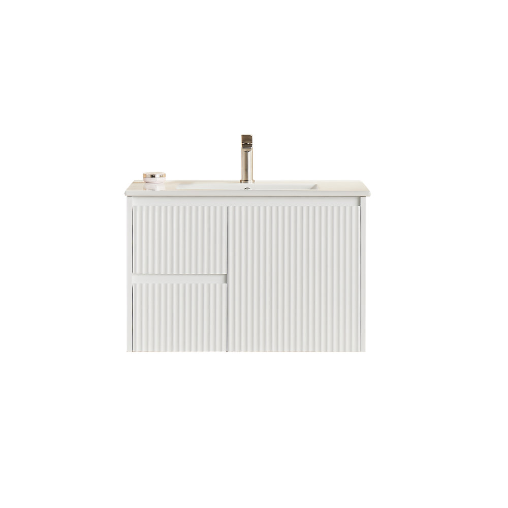 CETO BRINDABELLA MATTE WHITE 750MM SINGLE BOWL WALL HUNG VANITY (AVAILABLE IN LEFT HAND DRAWER AND RIGHT HAND DRAWER)