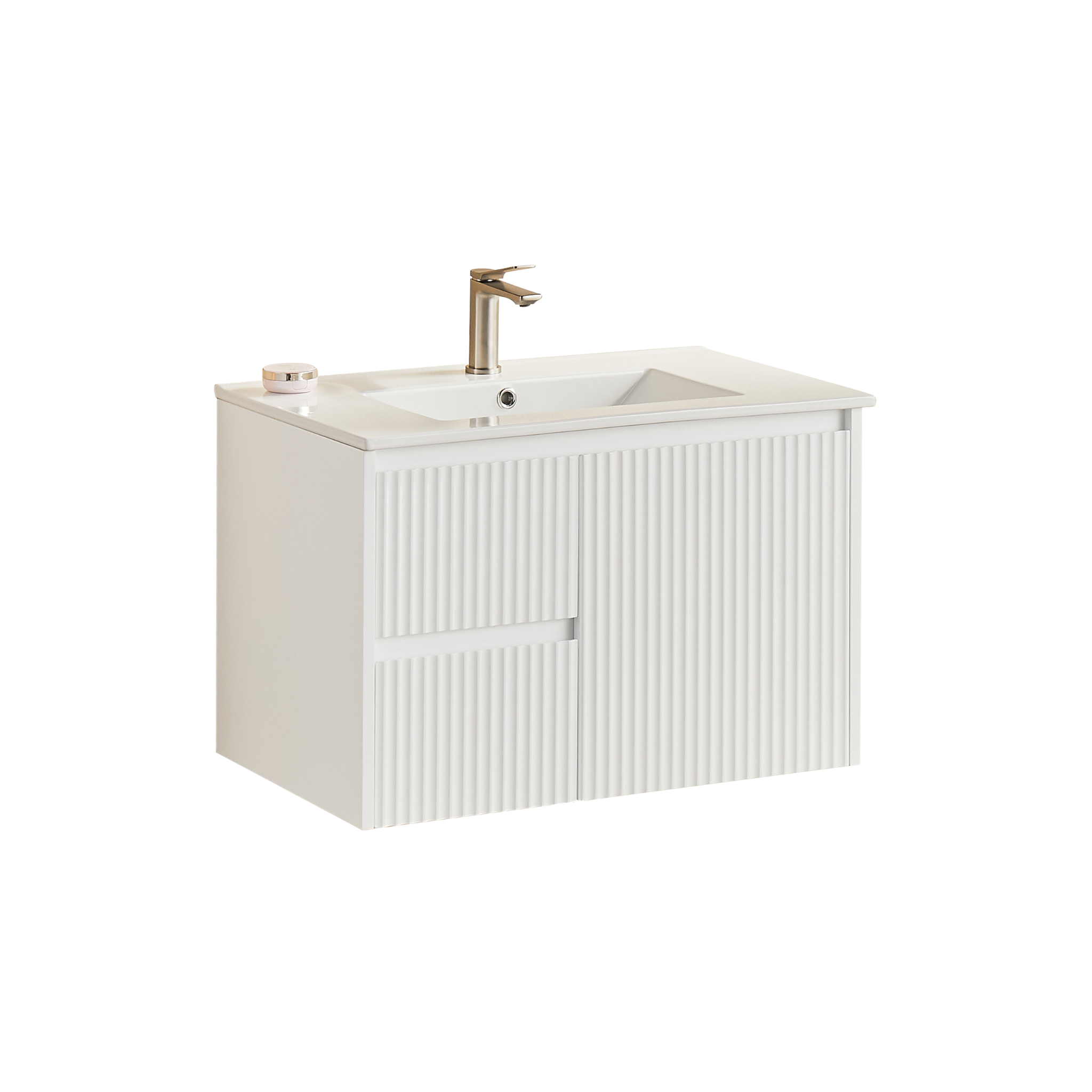 CETO BRINDABELLA MATTE WHITE 750MM SINGLE BOWL WALL HUNG VANITY (AVAILABLE IN LEFT HAND DRAWER AND RIGHT HAND DRAWER)