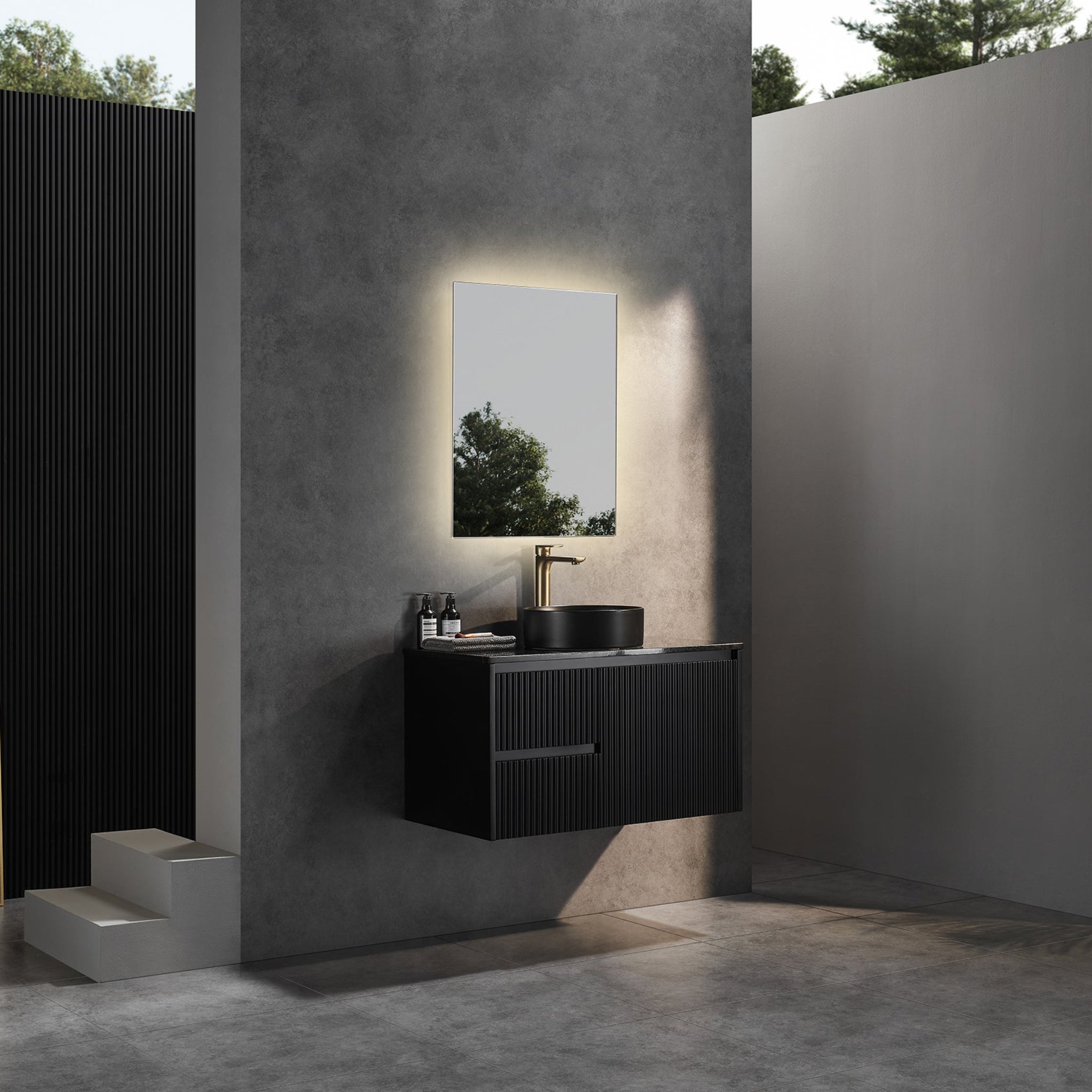 CETO BRINDABELLA MATTE BLACK 900MM SINGLE BOWL WALL HUNG VANITY (AVAILABLE IN LEFT HAND DRAWER AND RIGHT HAND DRAWER)