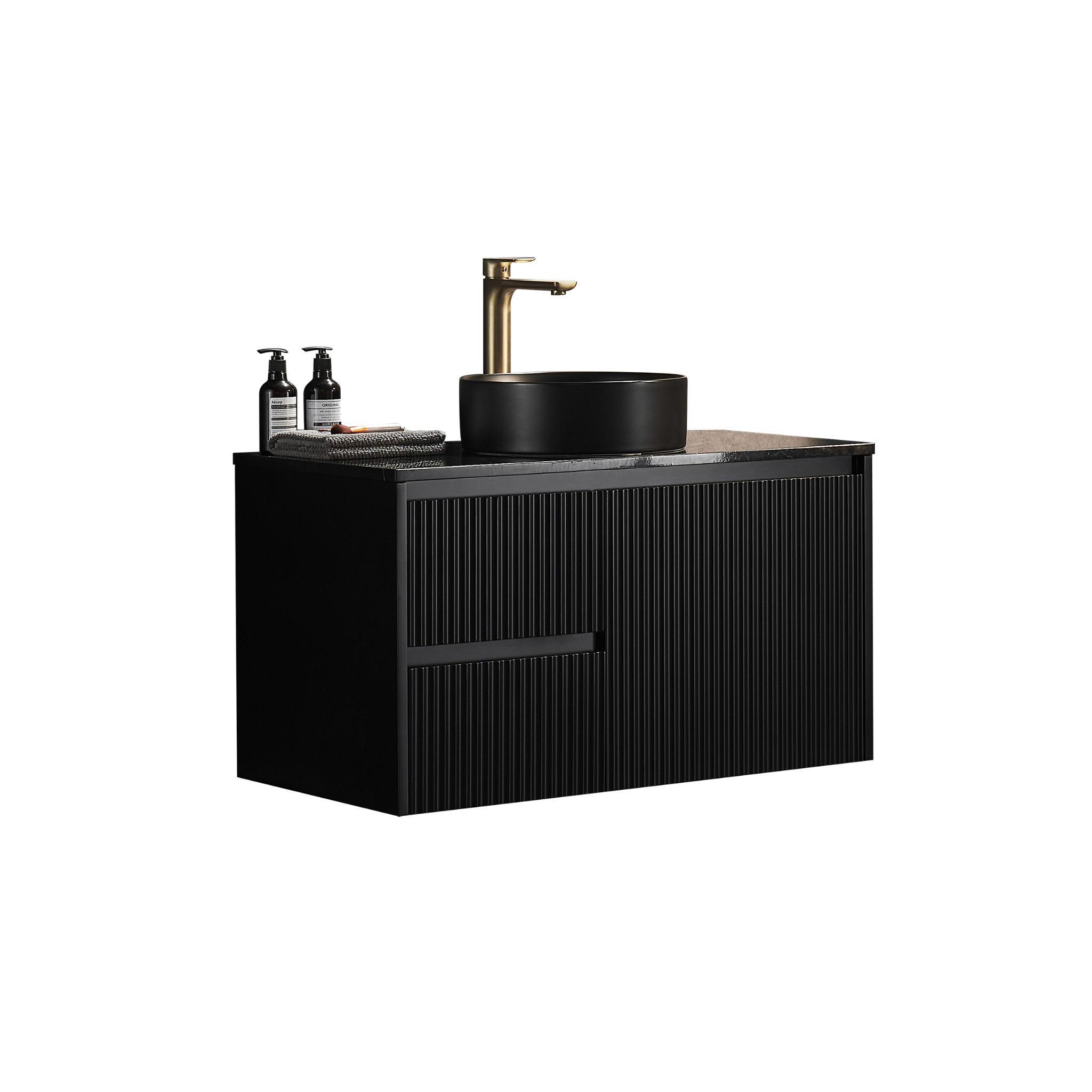 CETO BRINDABELLA MATTE BLACK 900MM SINGLE BOWL WALL HUNG VANITY (AVAILABLE IN LEFT HAND DRAWER AND RIGHT HAND DRAWER)