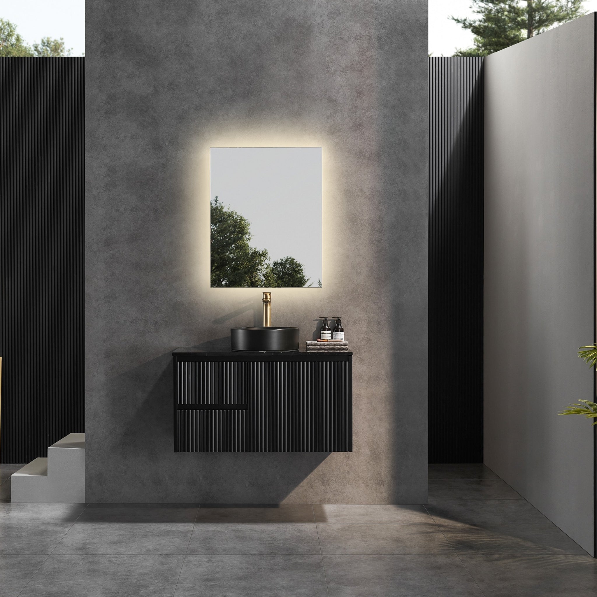 CETO BRINDABELLA MATTE BLACK 900MM SINGLE BOWL WALL HUNG VANITY (AVAILABLE IN LEFT HAND DRAWER AND RIGHT HAND DRAWER)