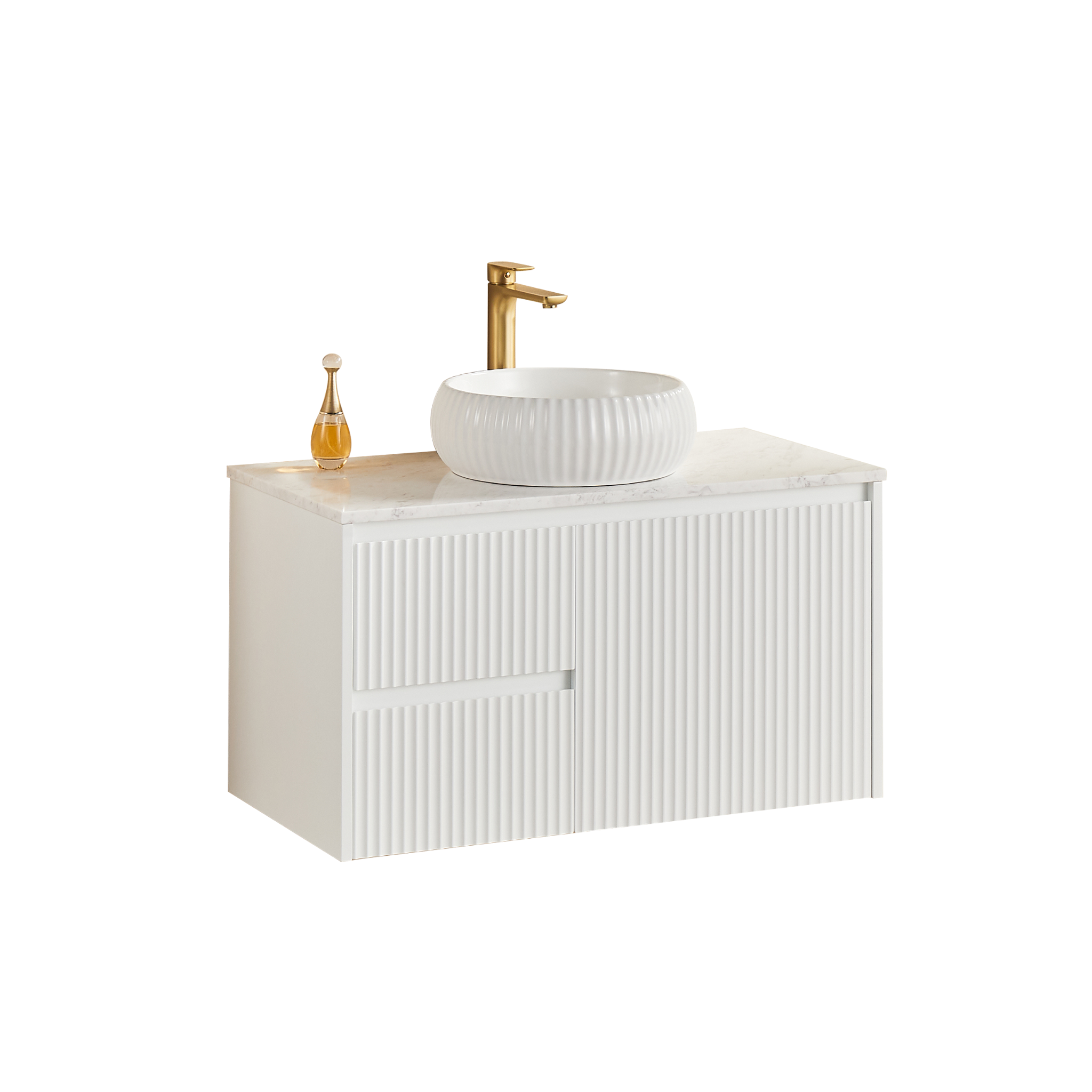 CETO BRINDABELLA MATTE WHITE 900MM SINGLE BOWL WALL HUNG VANITY (AVAILABLE IN LEFT HAND DRAWER AND RIGHT HAND DRAWER)