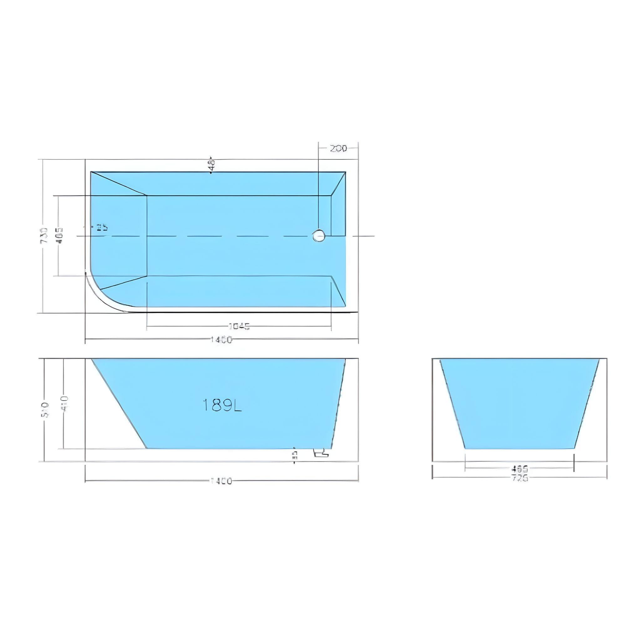POSEIDON GLOSS WHITE RIGHT CORNER MULTI-FIT BATHTUB 510MM HEIGHT (AVAILABLE IN 1400MM, 1500MM AND 1700MM)