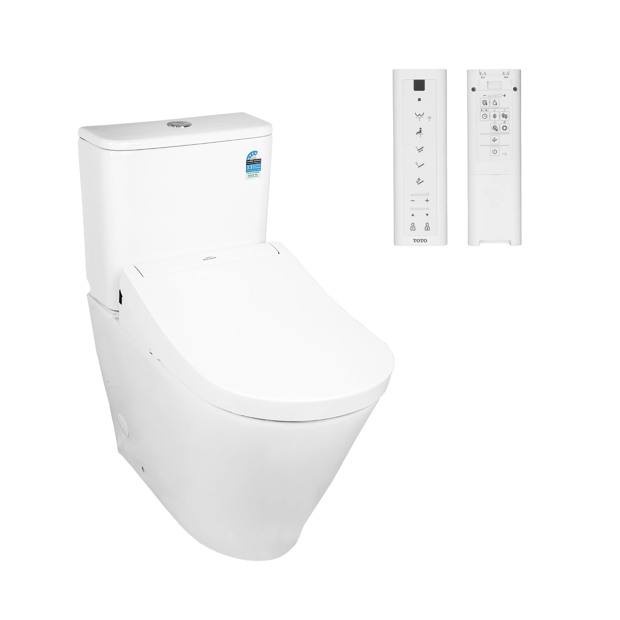 TOTO S5 WASHLET W/ SIDE CONTROL AND B&H DARA BTW TOILET SUITE PACKAGE D-SHAPE GLOSS WHITE