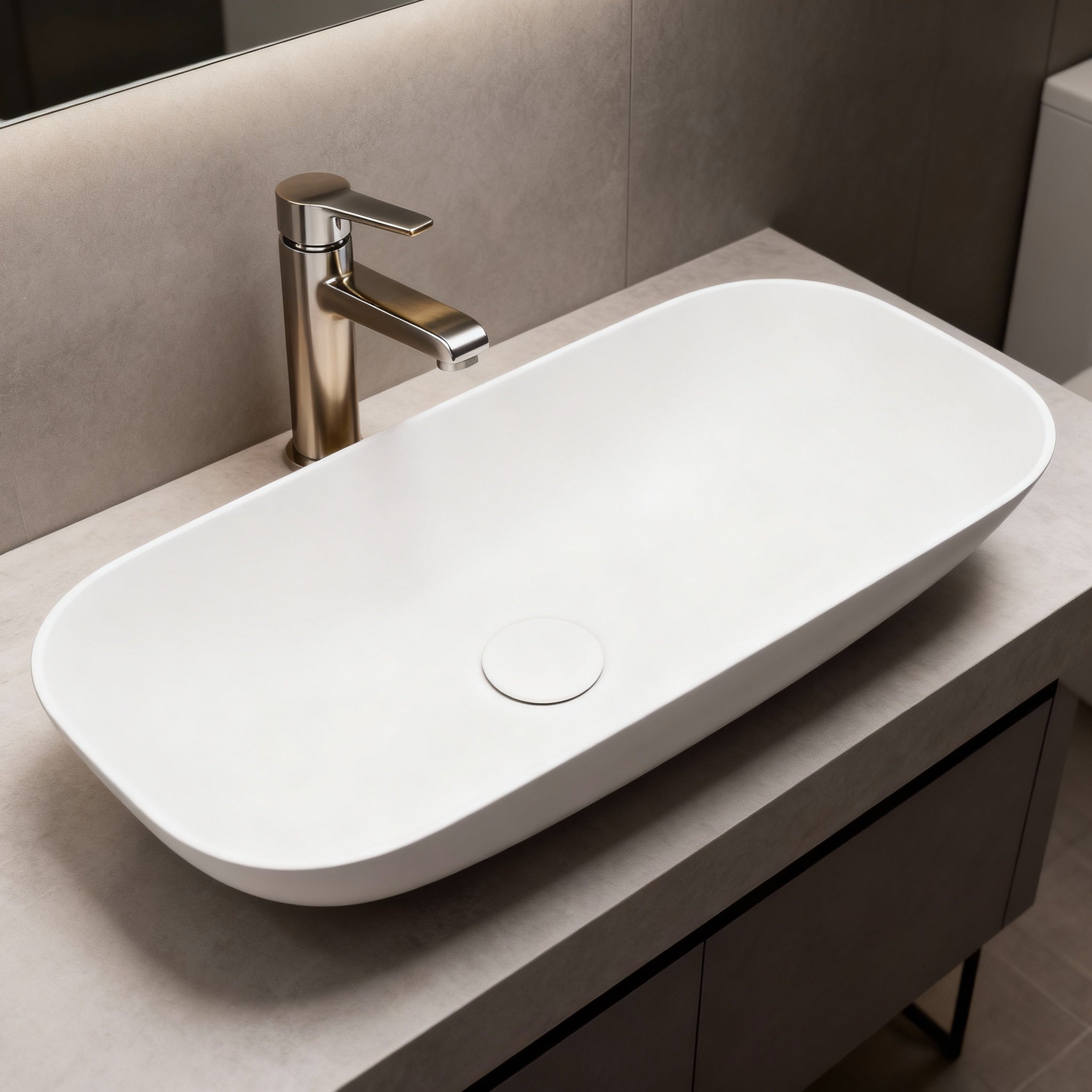 CETO PERCY SQUARE SHAPE ABOVE COUNTER BASIN MATTE WHITE 630MM