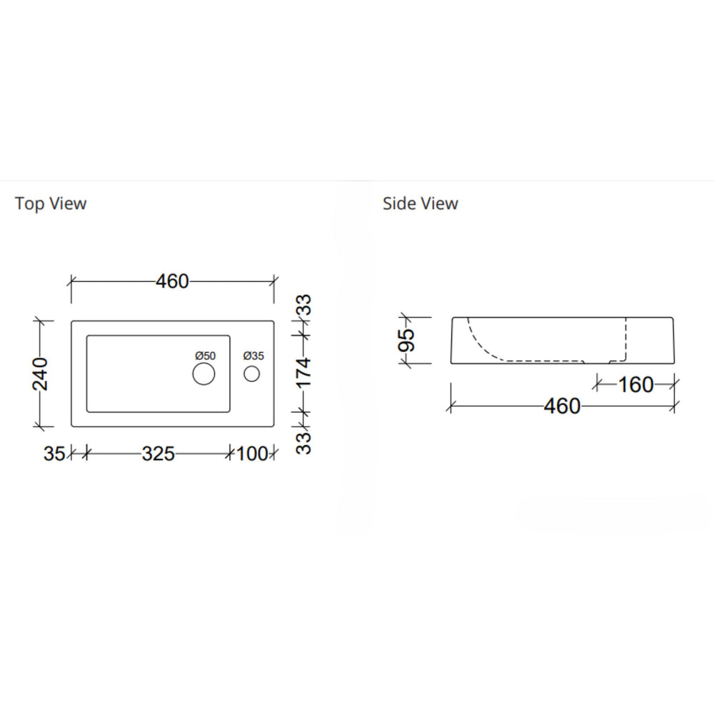 DUROCLASS COVE ENSUITE GRAND ABOVE COUNTER BASIN GLOSS WHITE 460MM