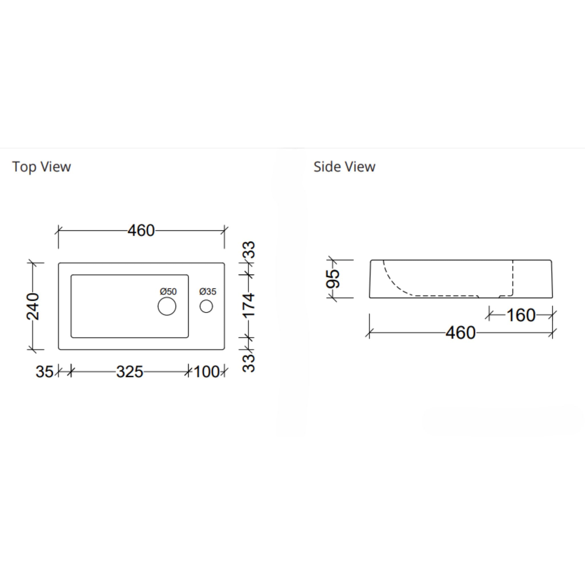 DUROCLASS COVE ENSUITE GRAND ABOVE COUNTER BASIN GLOSS WHITE 460MM