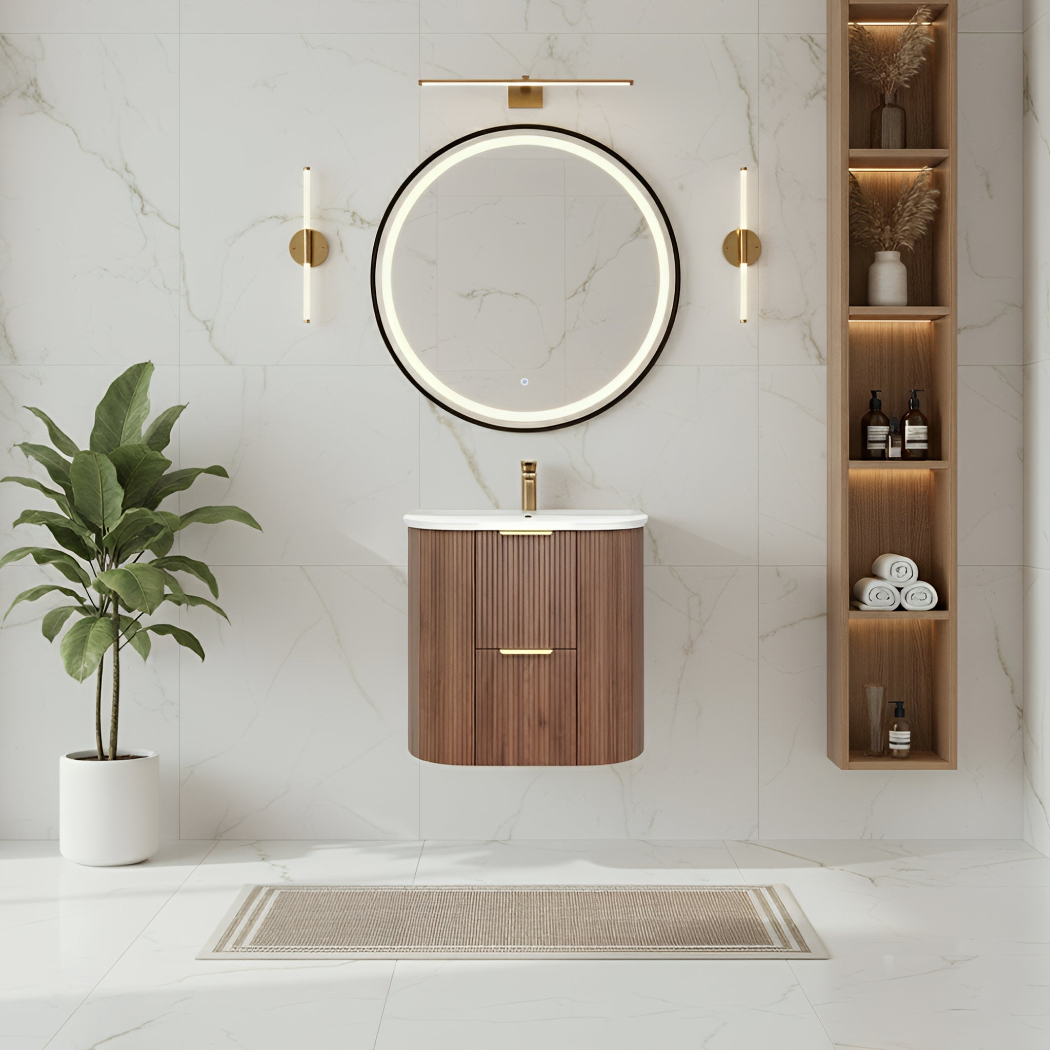 CETO ARTIS PRIME OAK 600MM SINGLE BOWL WALL HUNG VANITY