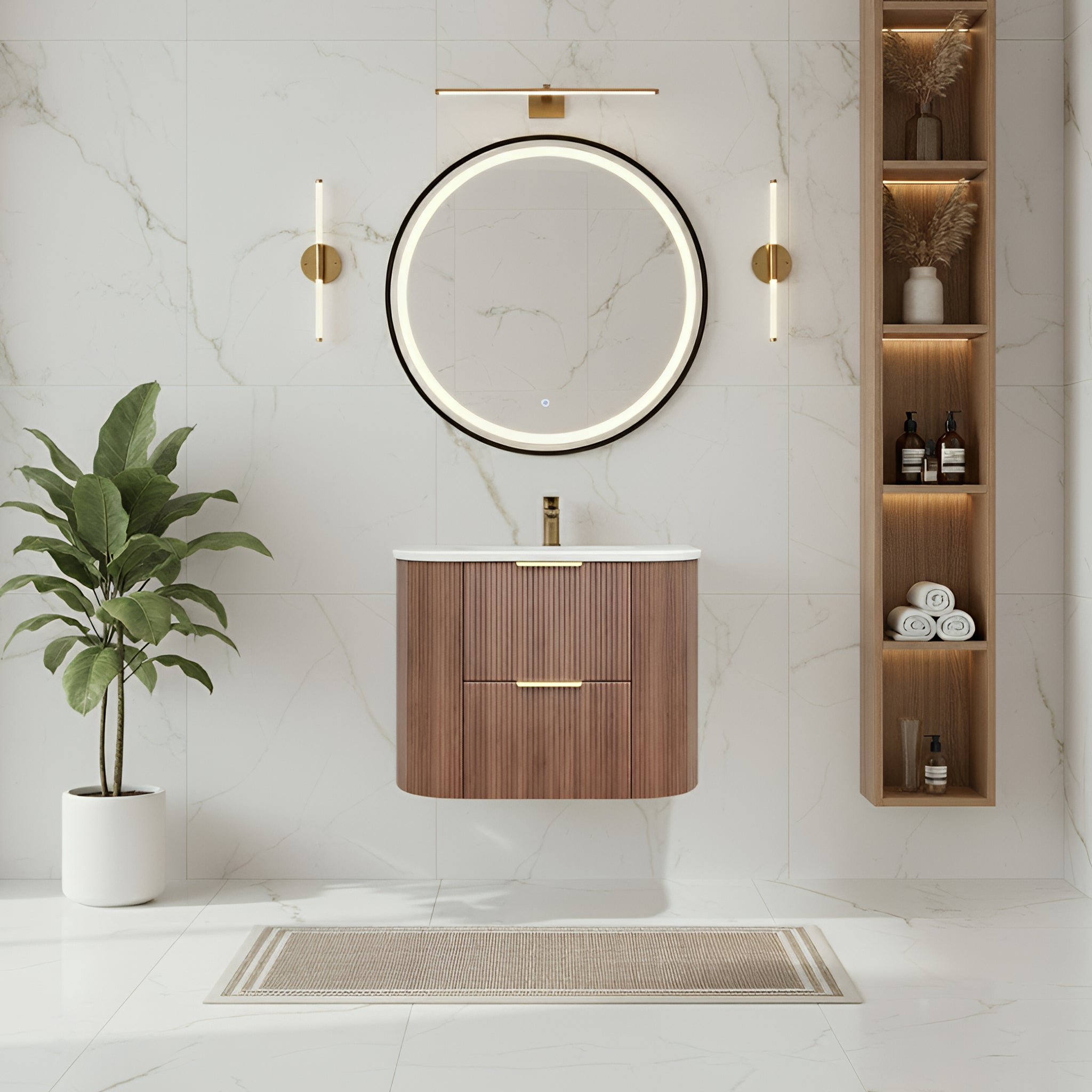 CETO ARTIS PRIME OAK 750MM SINGLE BOWL WALL HUNG VANITY
