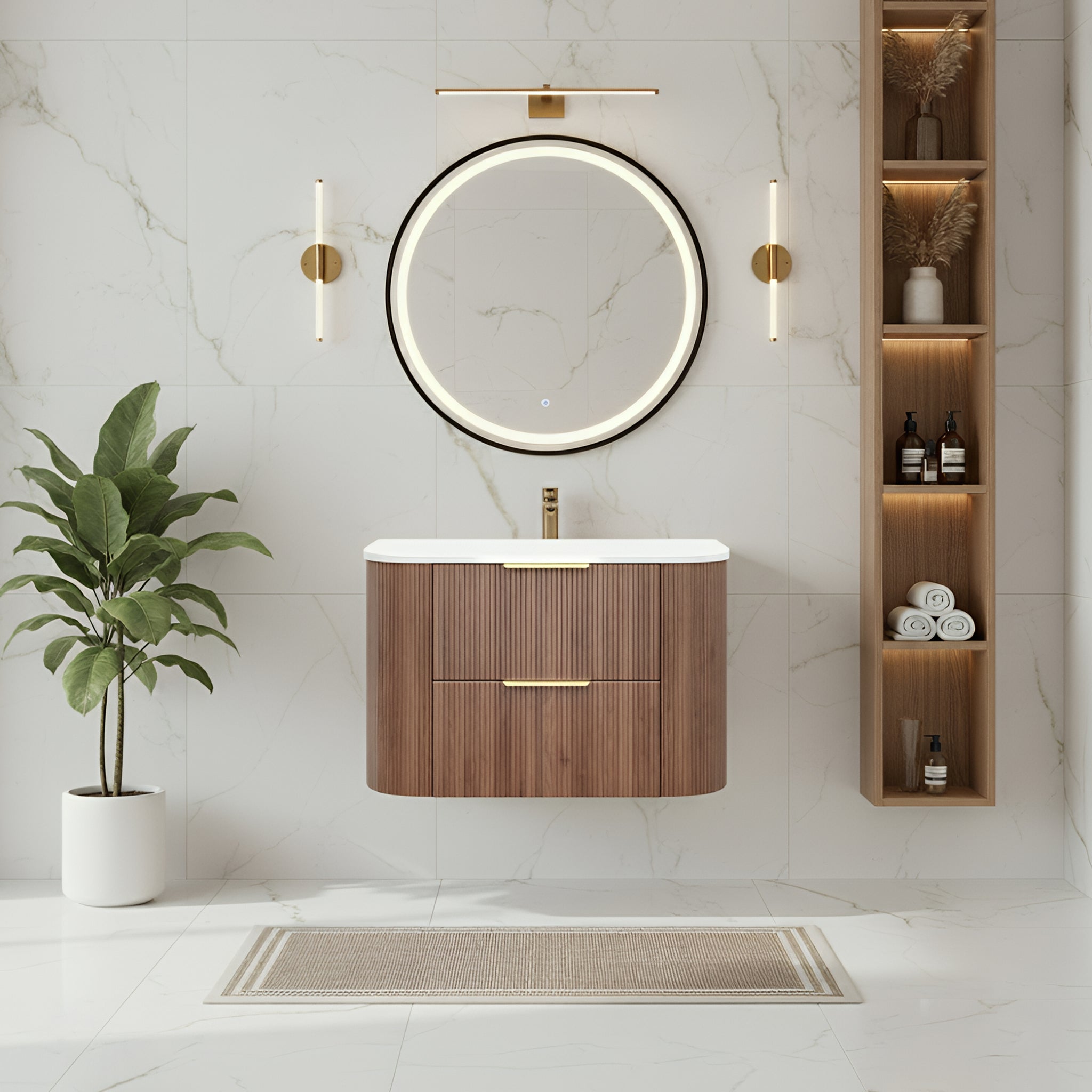 CETO ARTIS PRIME OAK 900MM SINGLE BOWL WALL HUNG VANITY