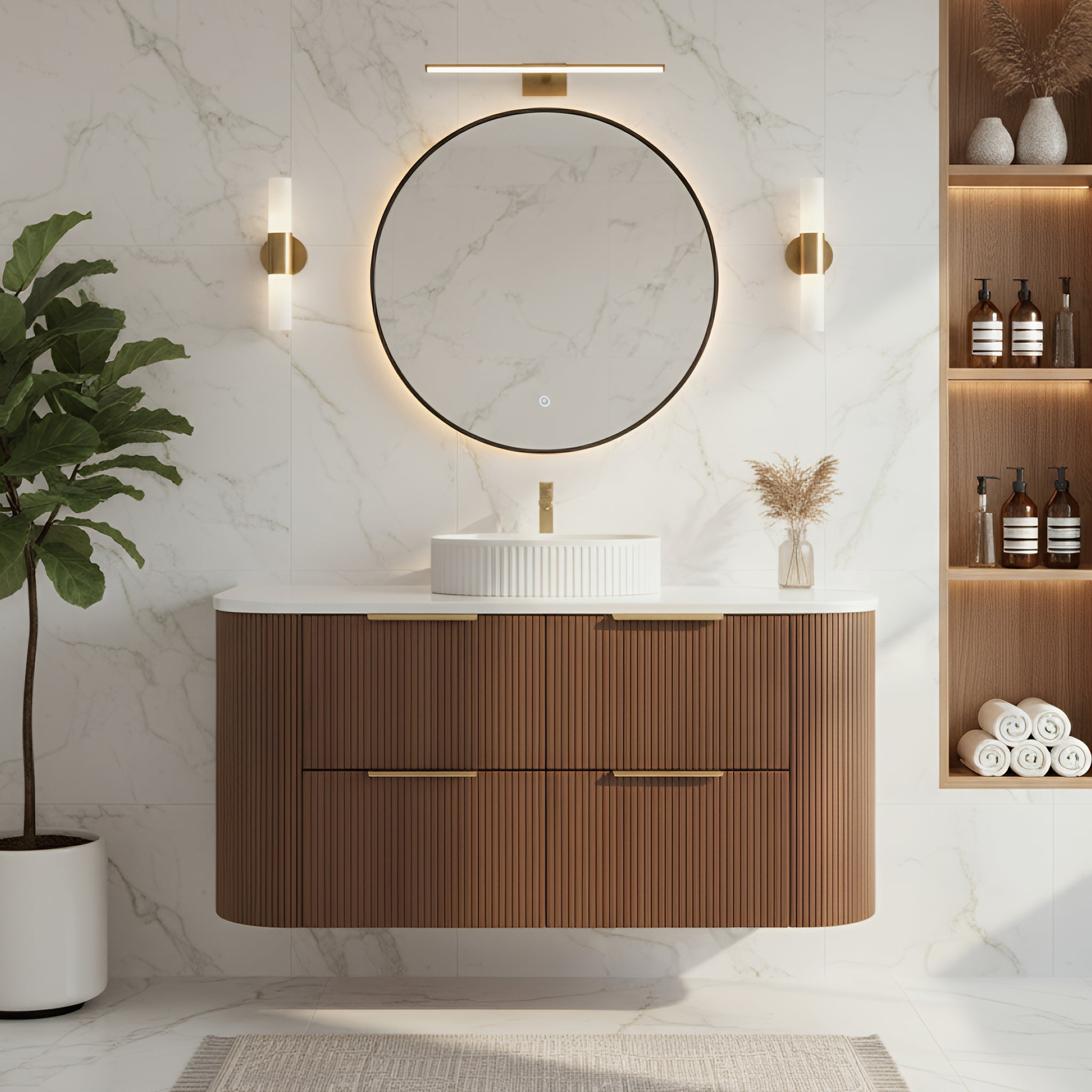 CETO ARTIS WALNUT 1200MM SINGLE BOWL WALL HUNG VANITY