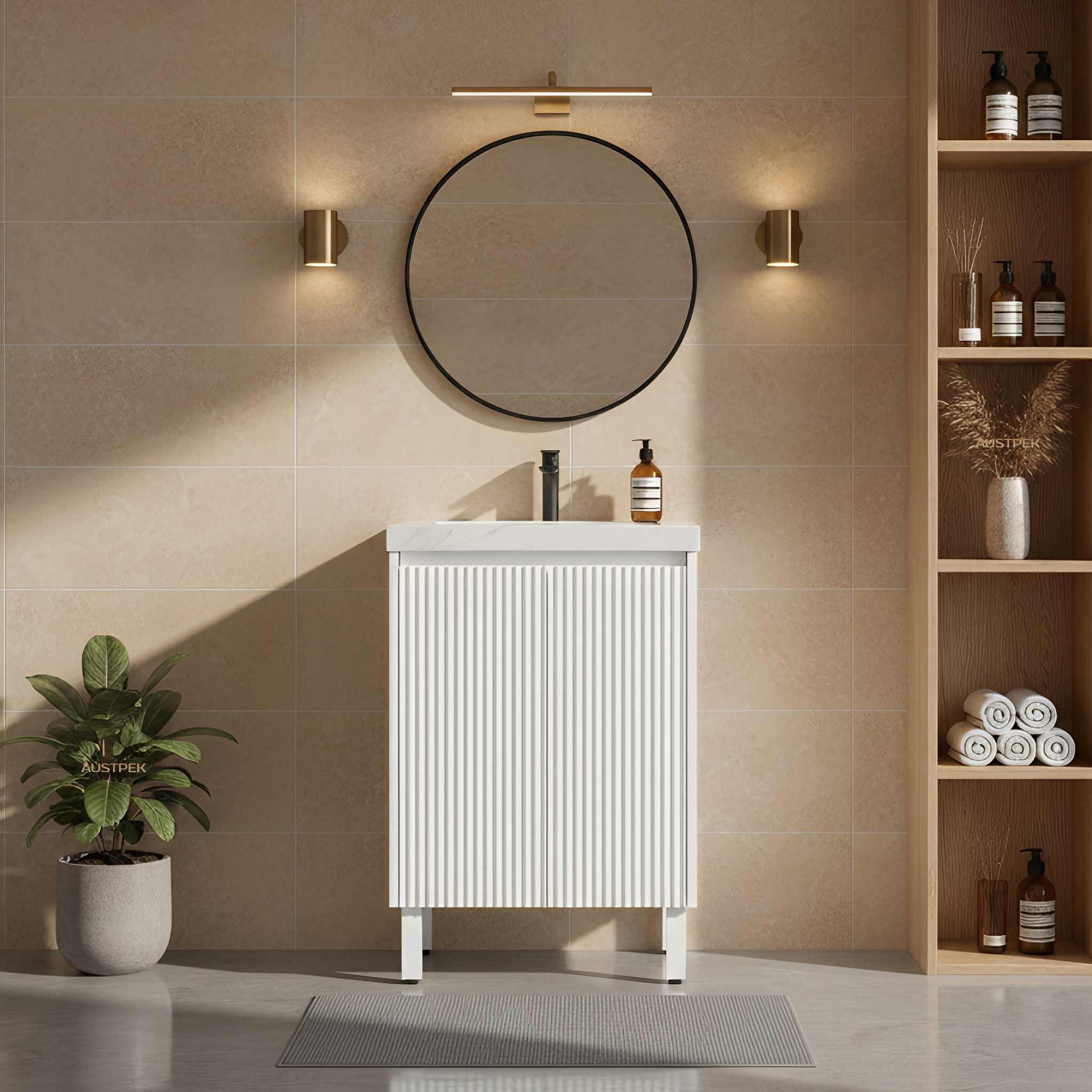 CETO BRIGHTON MATTE WHITE 600MM SINGLE BOWL FLOOR STANDING VANITY