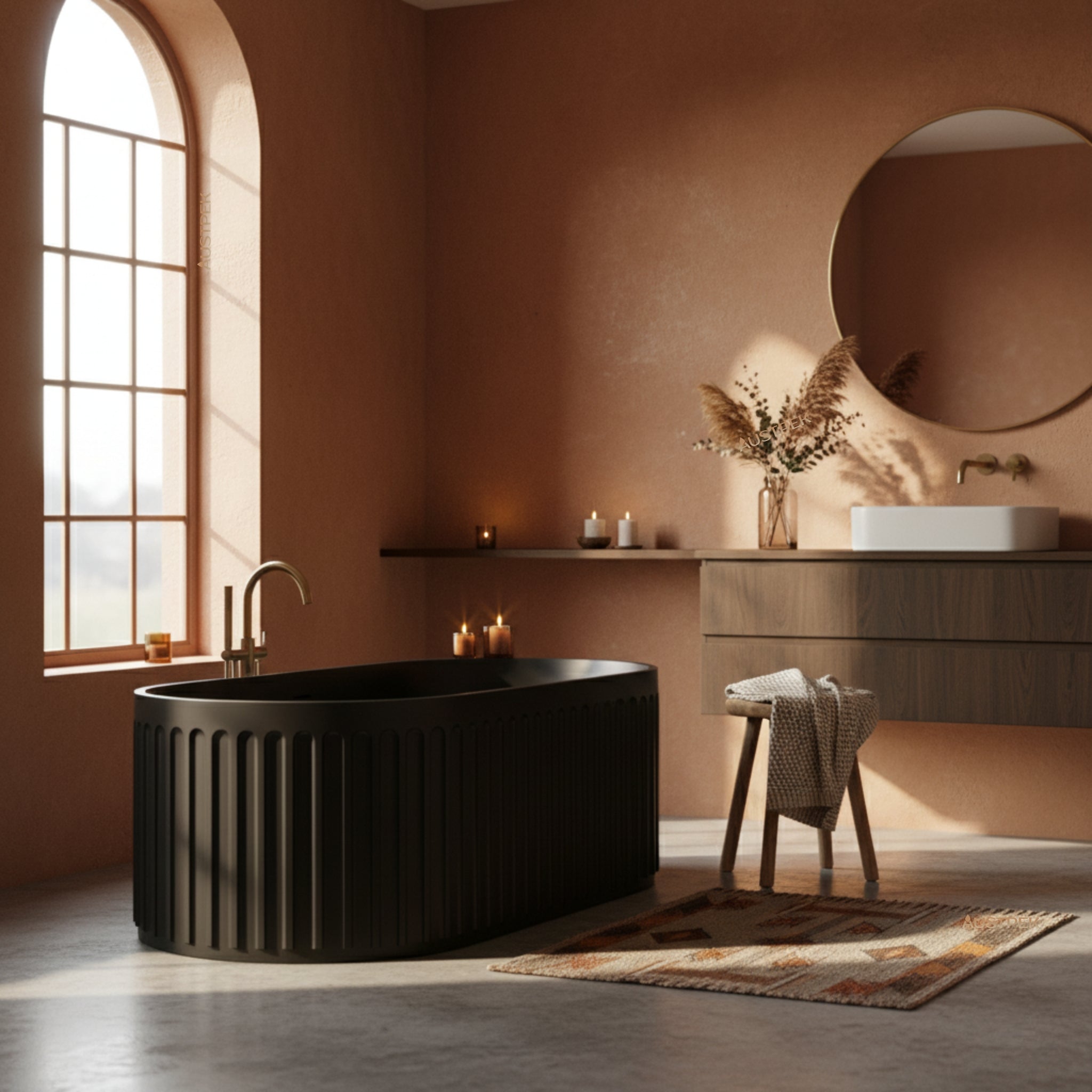 CETO CASCADE FREESTANDING BATHTUB MATTE BLACK 1700MM