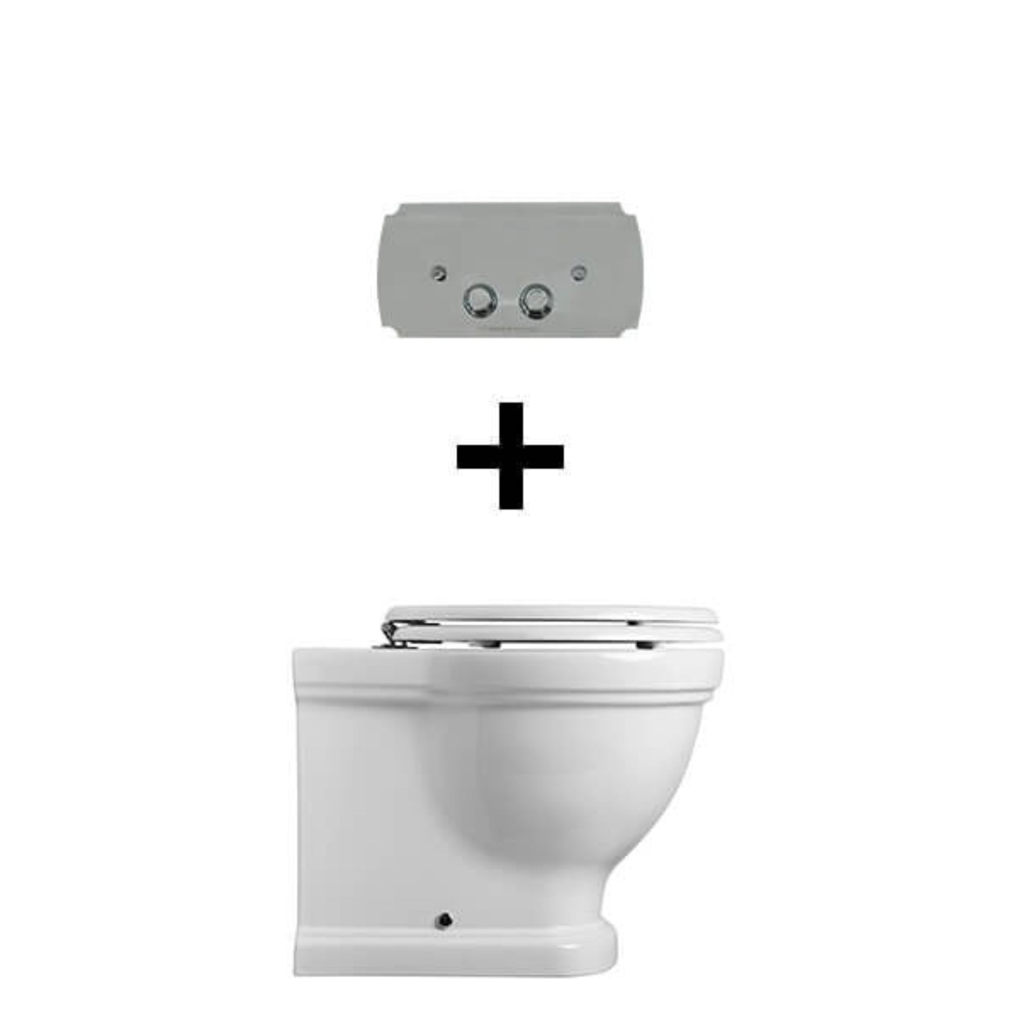 TURNER HASTINGS CLAREMONT WALL FACED PAN WITH GEBERIT IN WALL CISTERN & TRADITIONAL FLUSH PLATE