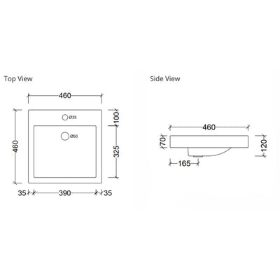 DUROCLASS COVE GRAND SEMI INSET BASIN GLOSS WHITE 460MM