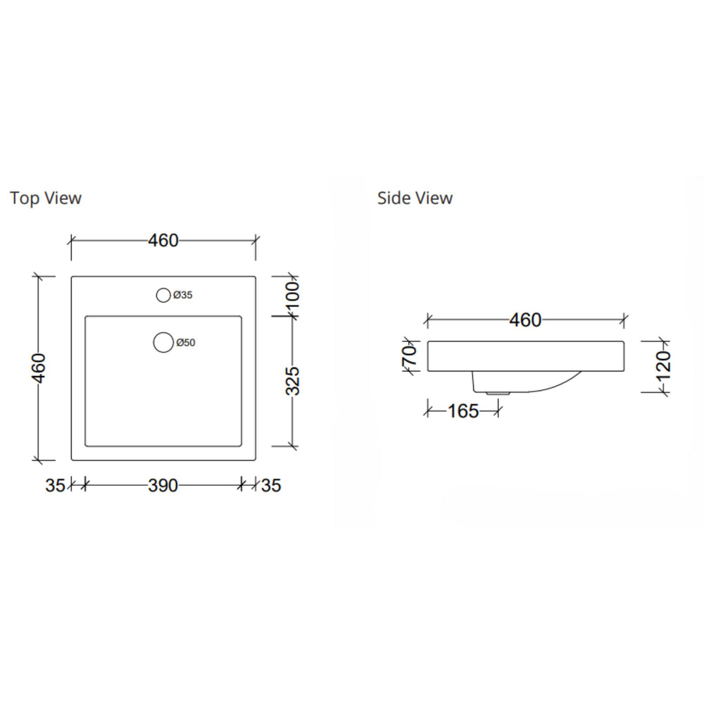 DUROCLASS COVE GRAND SEMI INSET BASIN GLOSS WHITE 460MM