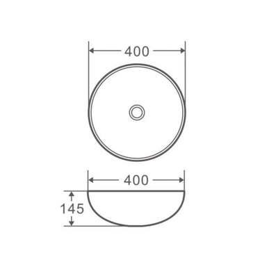 MERCIO CHUR ROUND ABOVE COUNTER BASIN TOUCHLINE WHITE 400MM