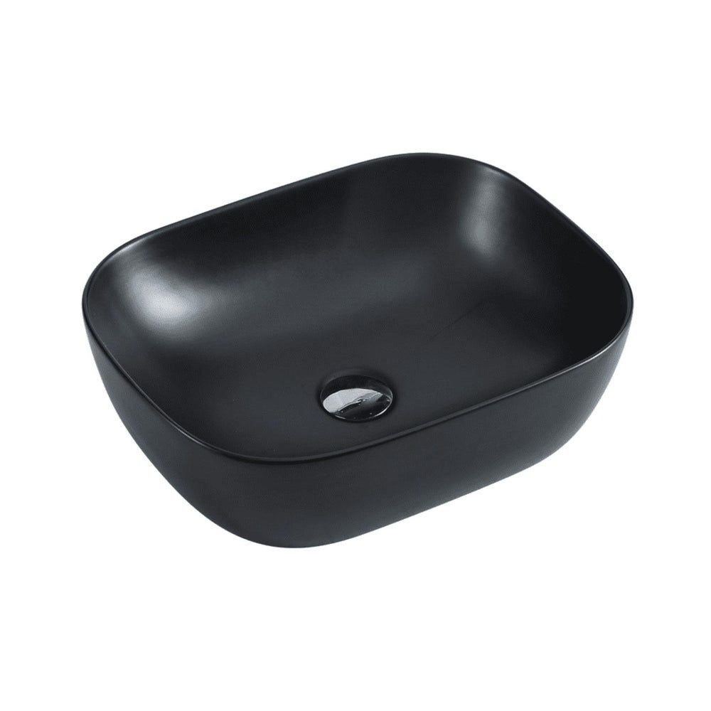 MERCIO CHUR RECTANGULAR ABOVE COUNTER BASIN MATTE BLACK 490MM