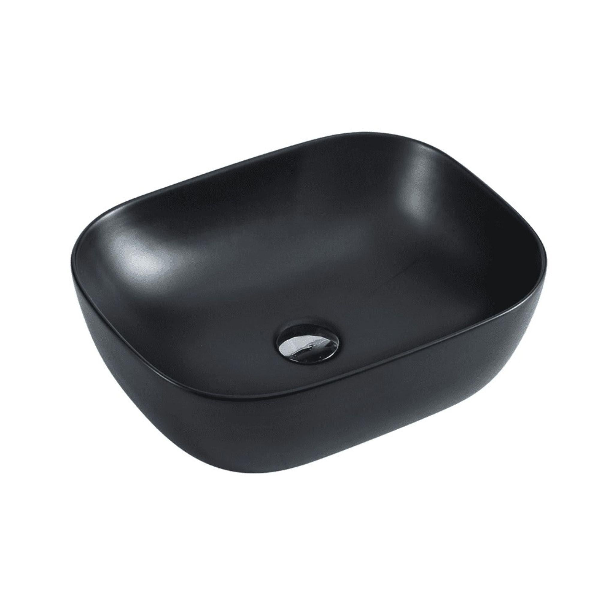 MERCIO CHUR RECTANGULAR ABOVE COUNTER BASIN MATTE BLACK 490MM